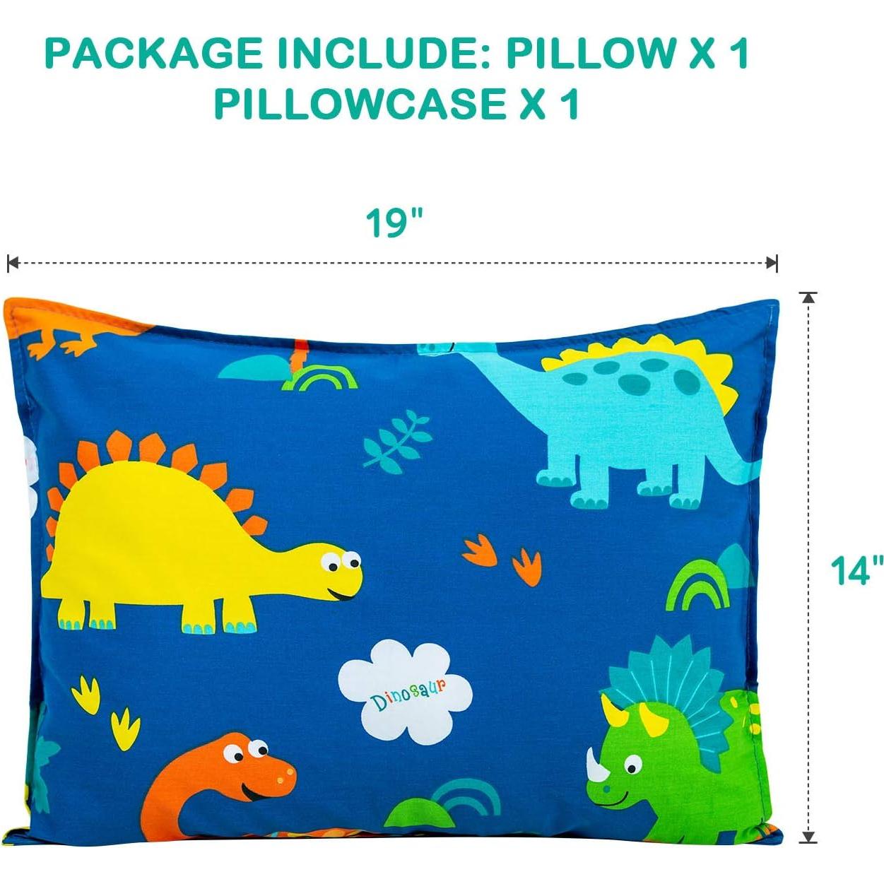 Almohada para Niños Cottonblue 14x19" Algodón Orgánico Dinosaurio