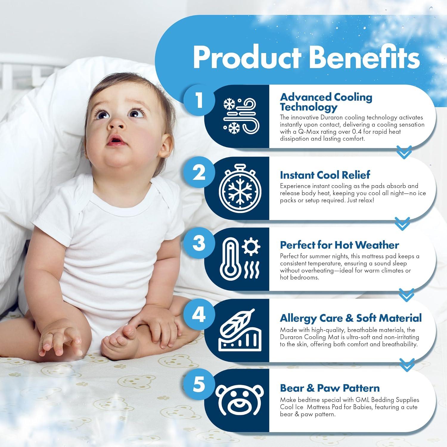 Colchón de Cuna Refrigerante GML 70x120 cm Impermeable