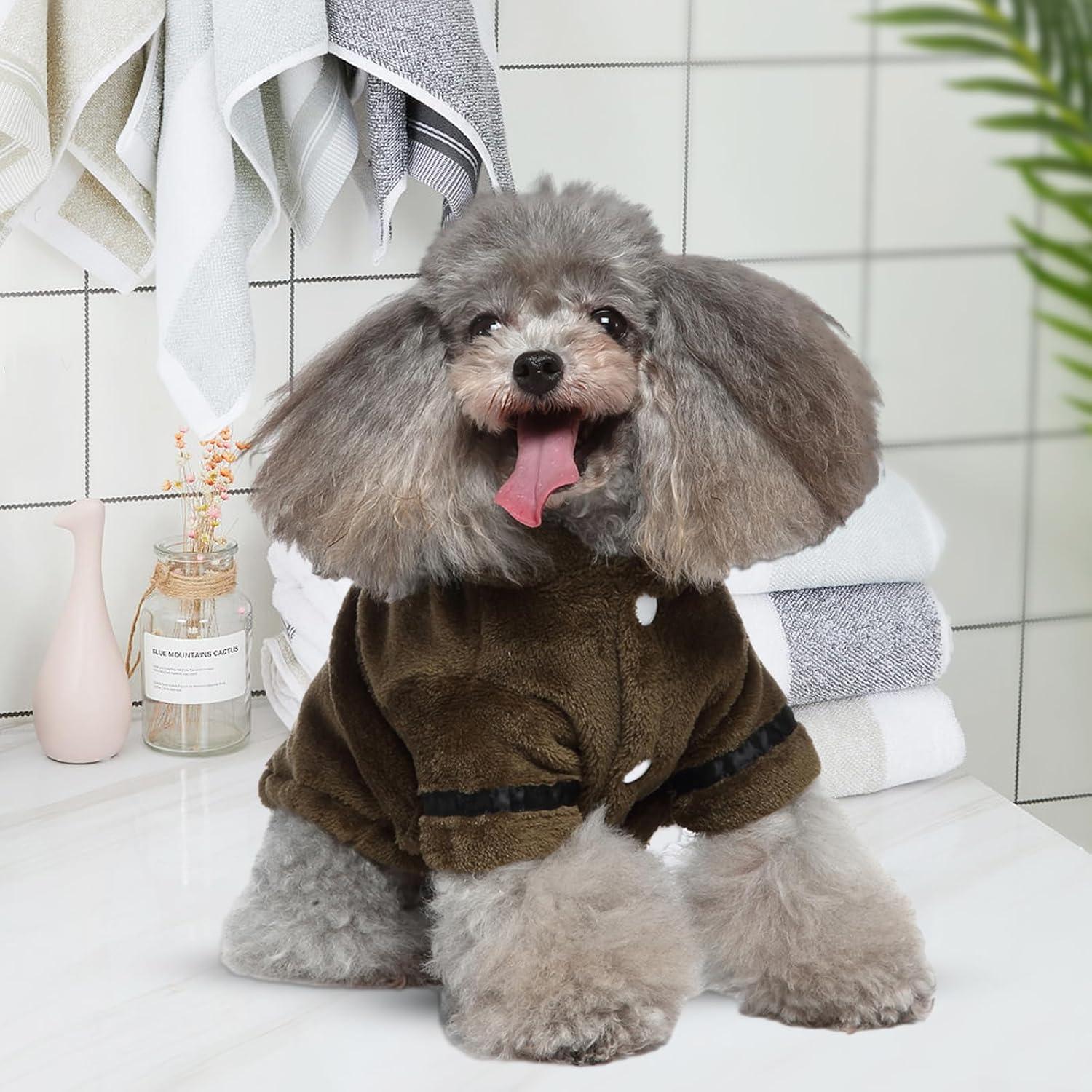 Petyoung Pet Bathrobe Dog Pajama Thickened Hooded Bathrobe Quick Drying and Super Absorbent Dog Bath Towel Soft Pet Nightwear for Puppy Small Dogs Cats