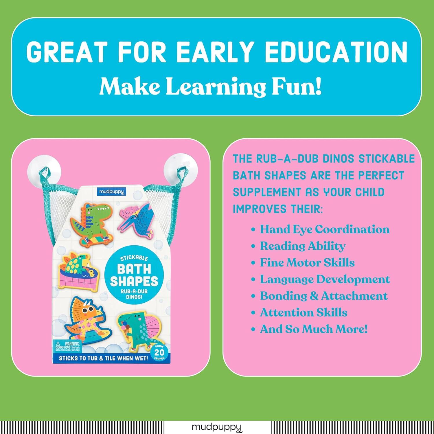 Formas de Espuma para Baño Mudpuppy Rub-a-Dub Dinos 20 Piezas