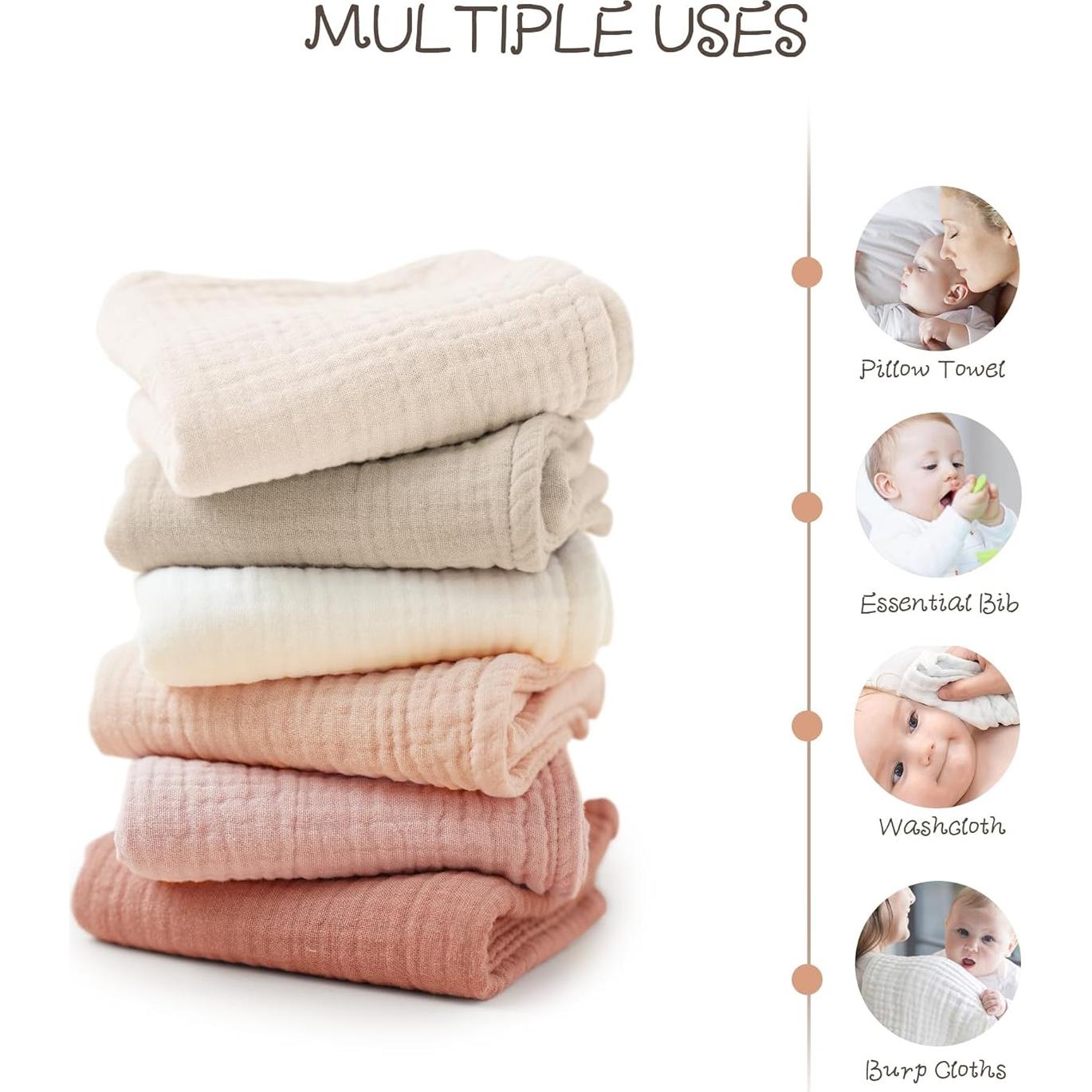 Paños para Eructar Bebés Konssy 6 Piezas 100% Algodón Muselina