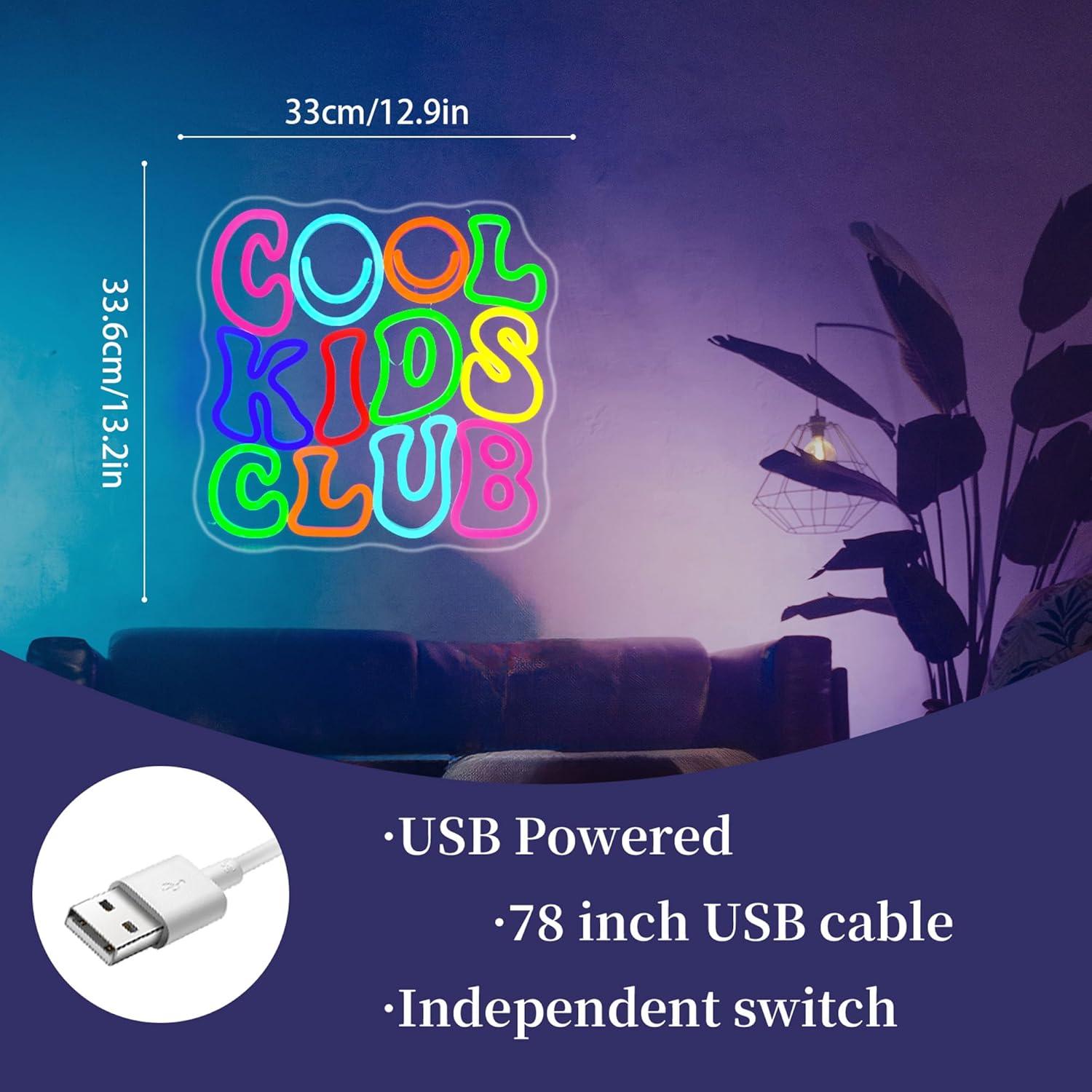 Cartel de Neón LED Cool Kids Club para Decoración Infantil
