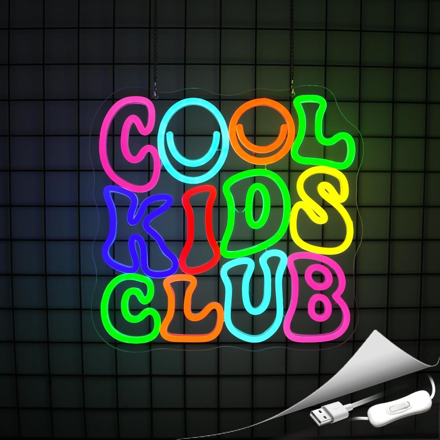 Cartel de Neón LED Cool Kids Club para Decoración Infantil