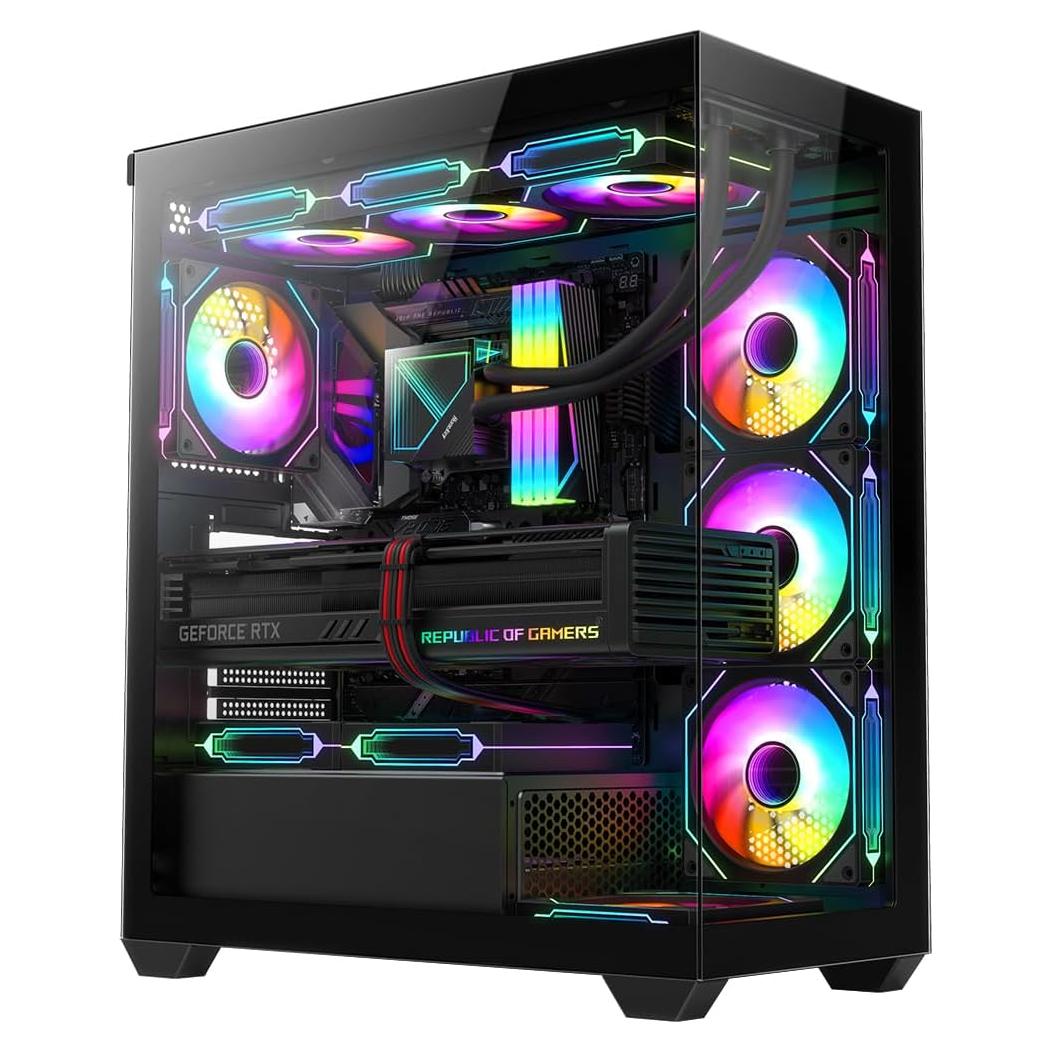 Caja de PC RUIX OV603 Mid-Tower ATX con 4 Ventiladores ARGB