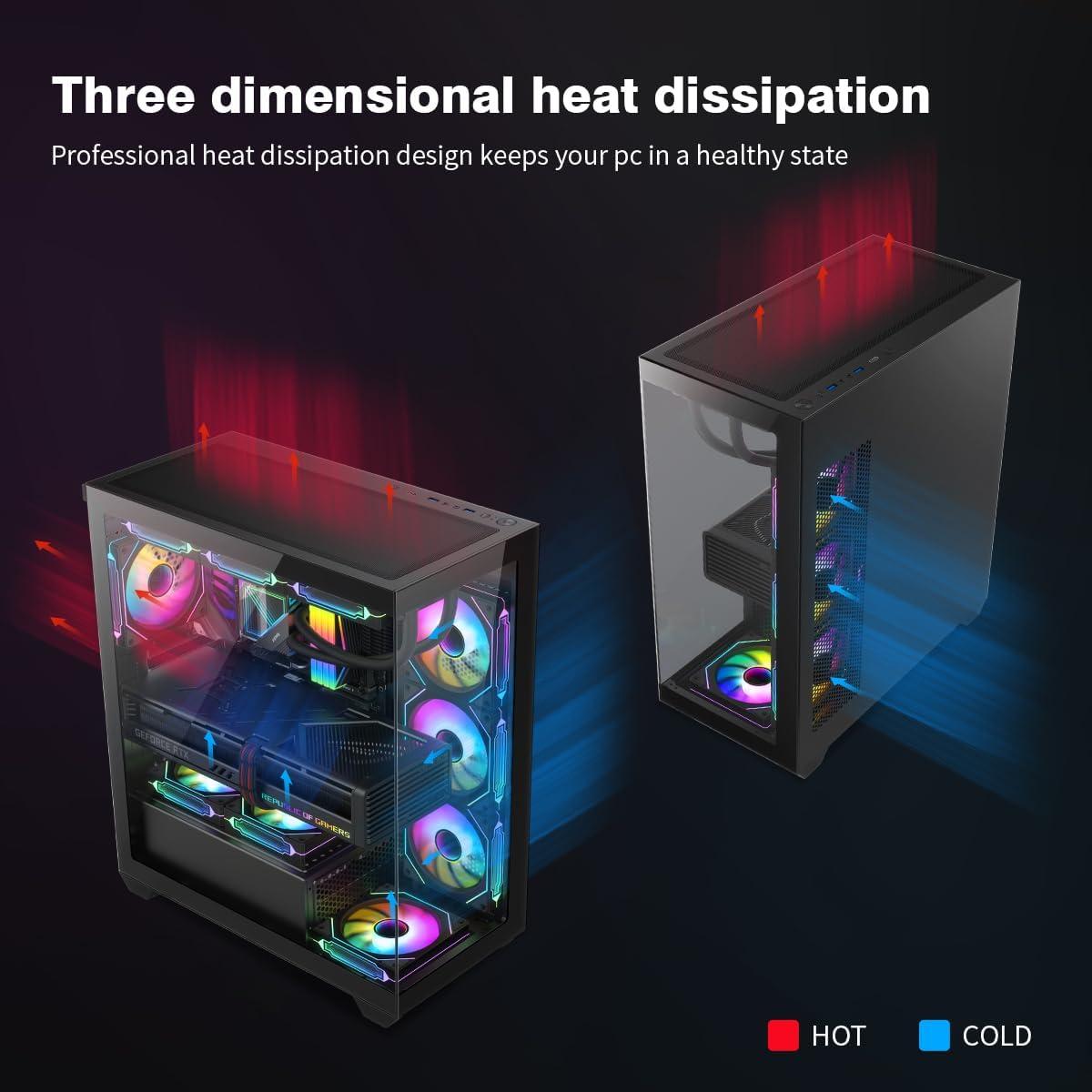 Caja de PC RUIX OV603 Mid-Tower ATX con 4 Ventiladores ARGB