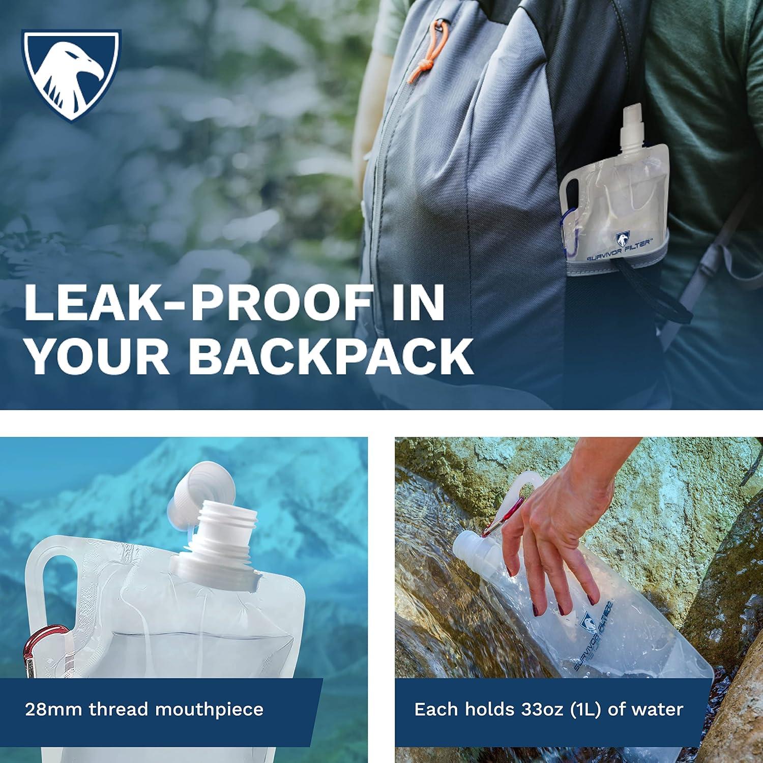 Botellas de Agua Colapsables Survivor Filter 1L - Plegables