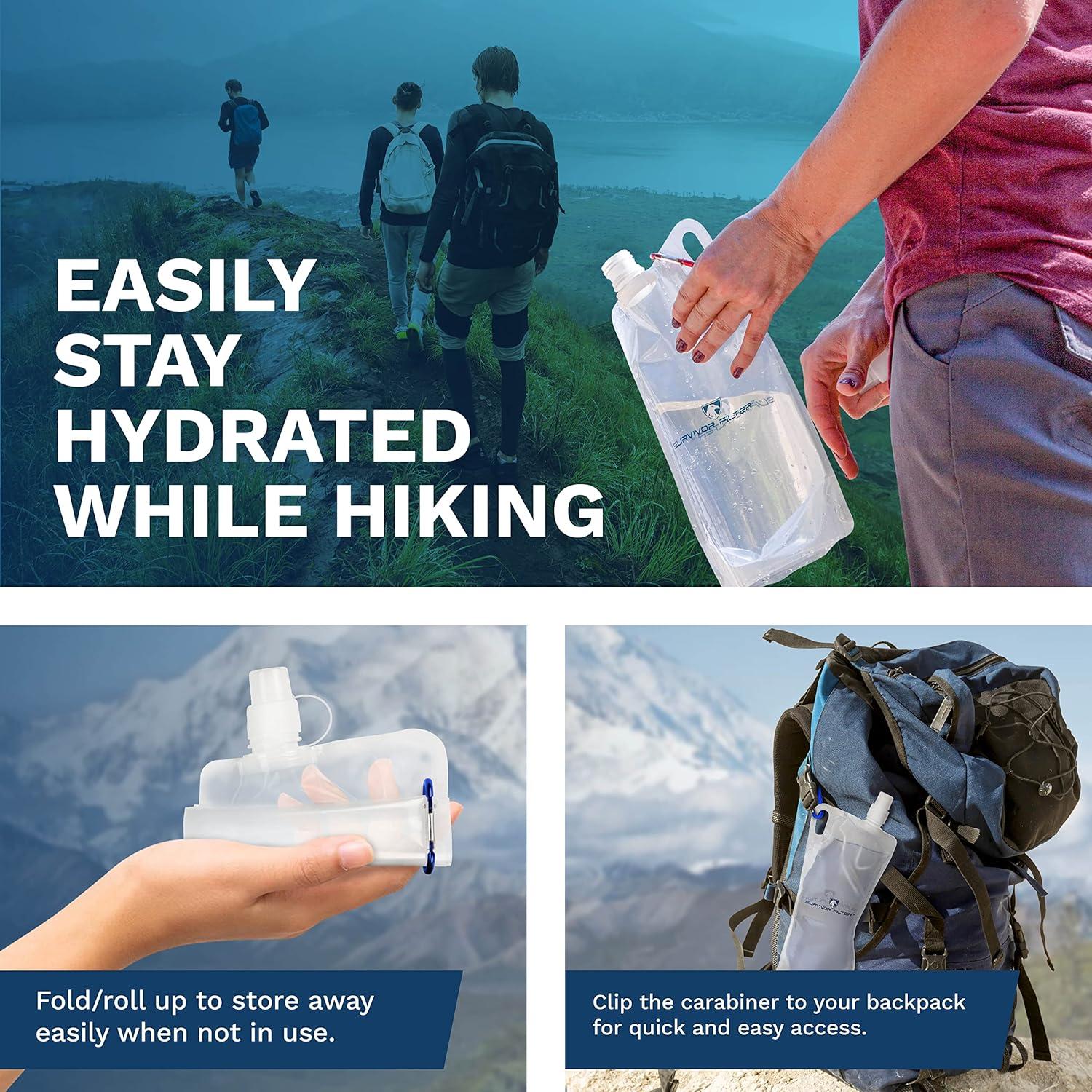 Botellas de Agua Colapsables Survivor Filter 1L - Plegables