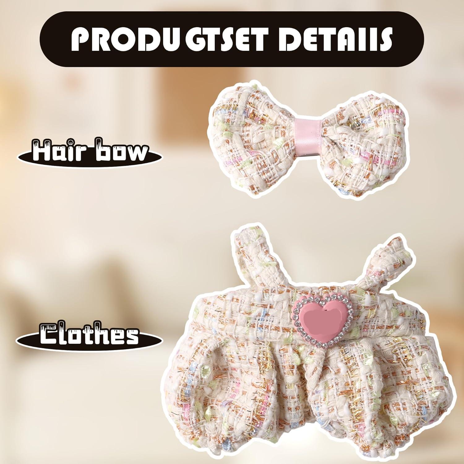 Conjunto de Ropa para Muñecas Labubu Beige 2 Piezas 17cm