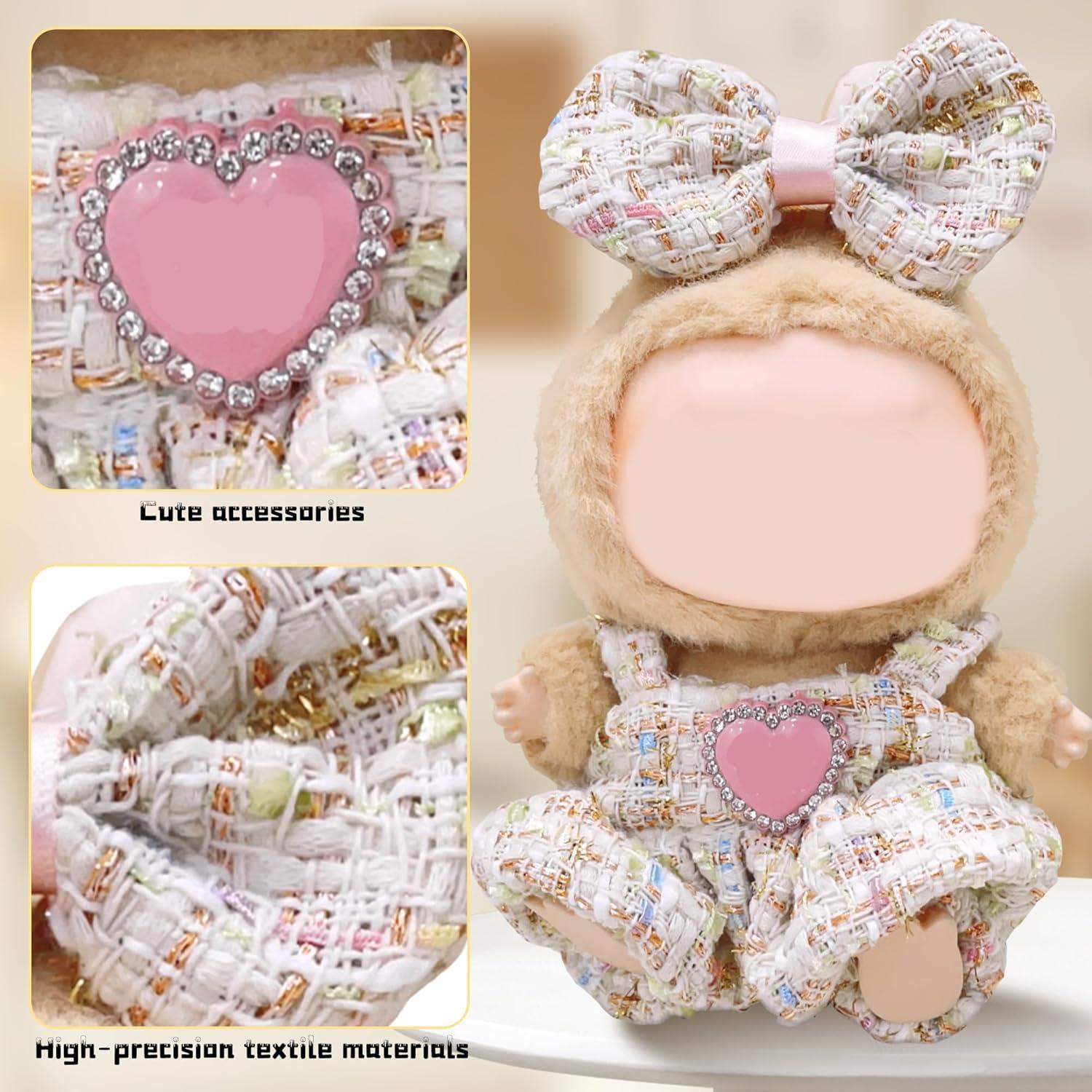 Conjunto de Ropa para Muñecas Labubu Beige 2 Piezas 17cm