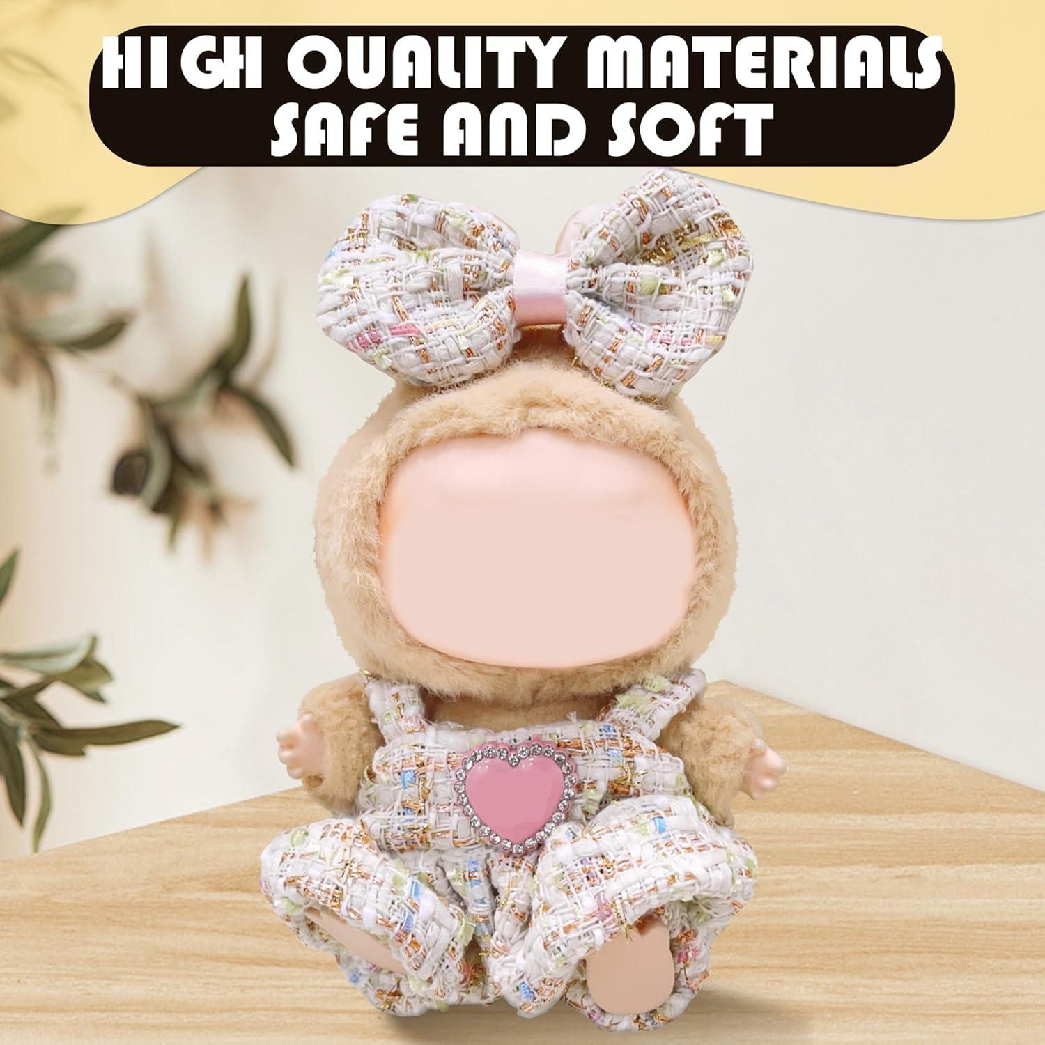 Conjunto de Ropa para Muñecas Labubu Beige 2 Piezas 17cm