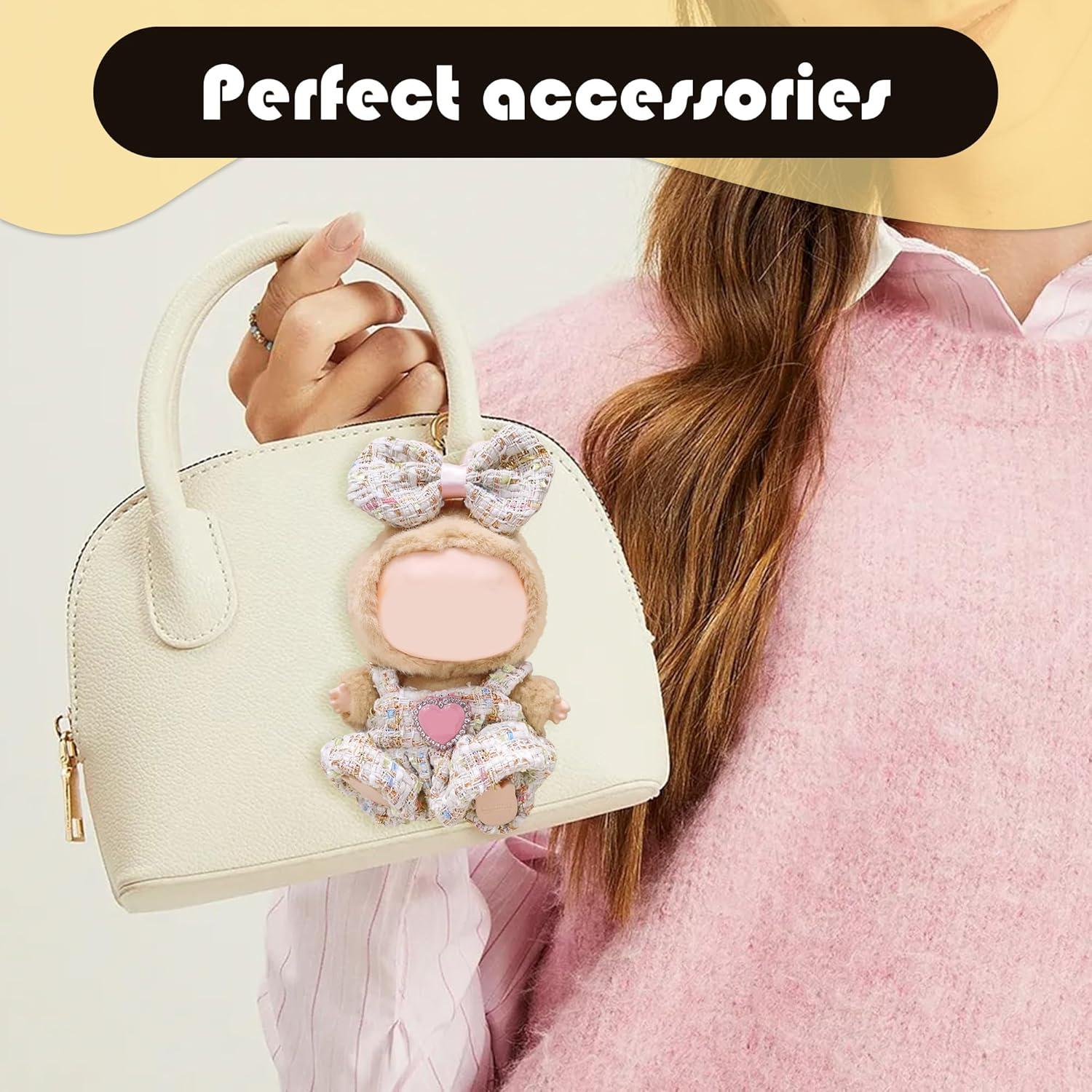 Conjunto de Ropa para Muñecas Labubu Beige 2 Piezas 17cm