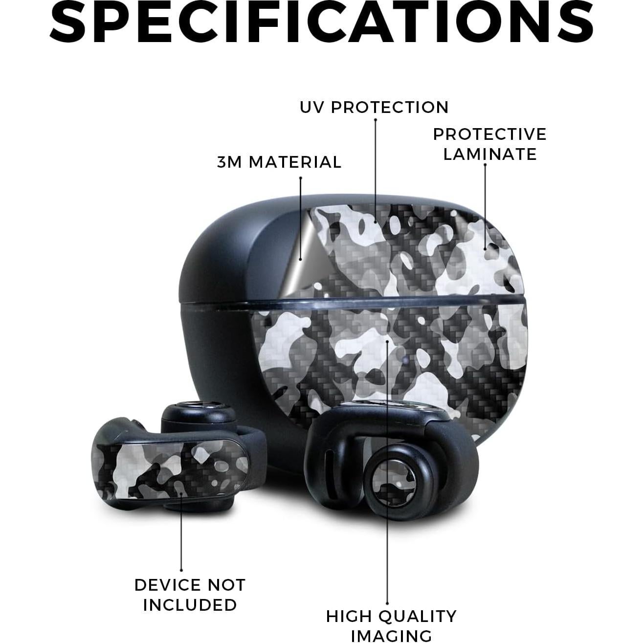 Piel de fibra de carbono MightySkins para Bose Ultra Open Earbuds - Camuflaje negro