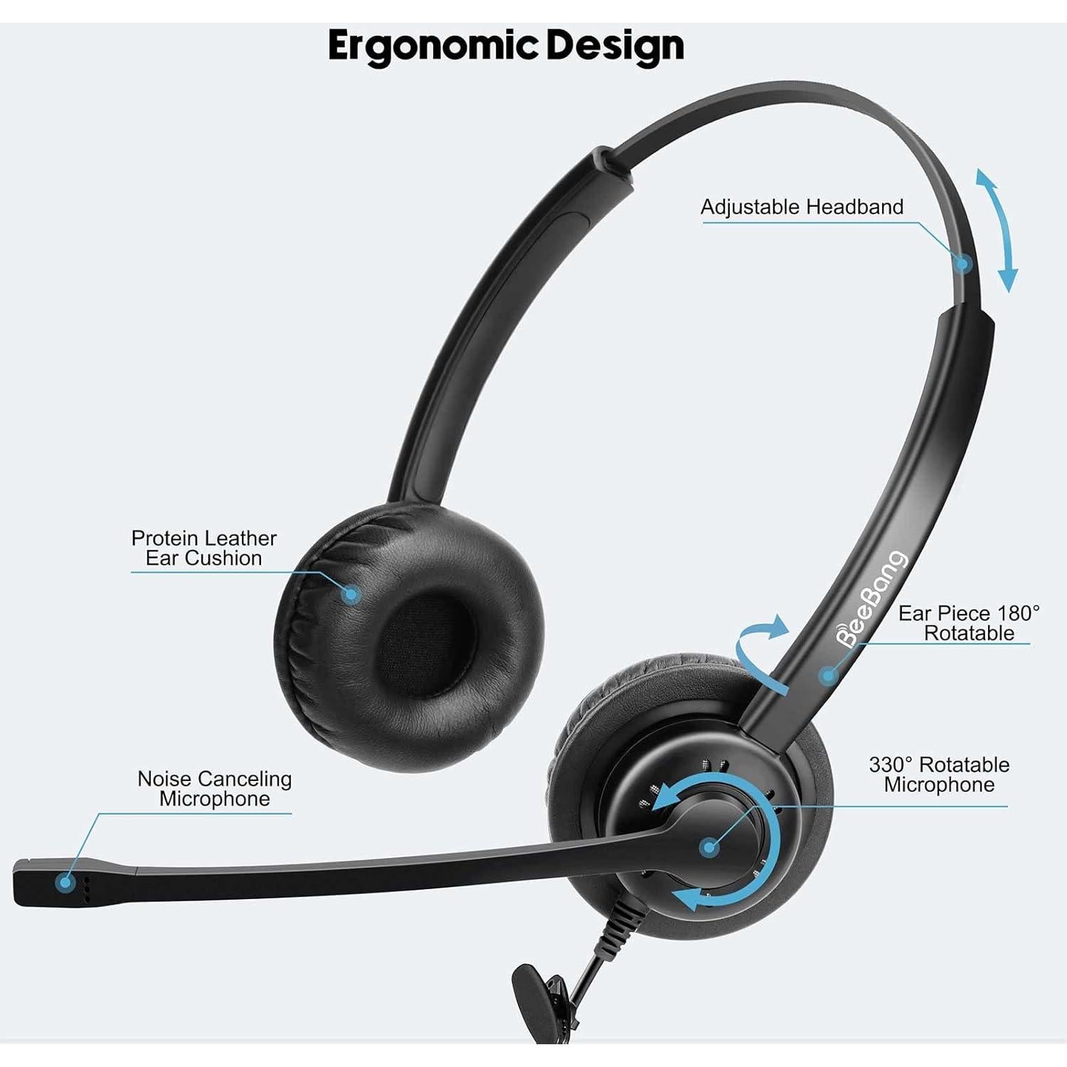 Auricular Beebang RJ9 con micrófono cancelación ruido oficina
