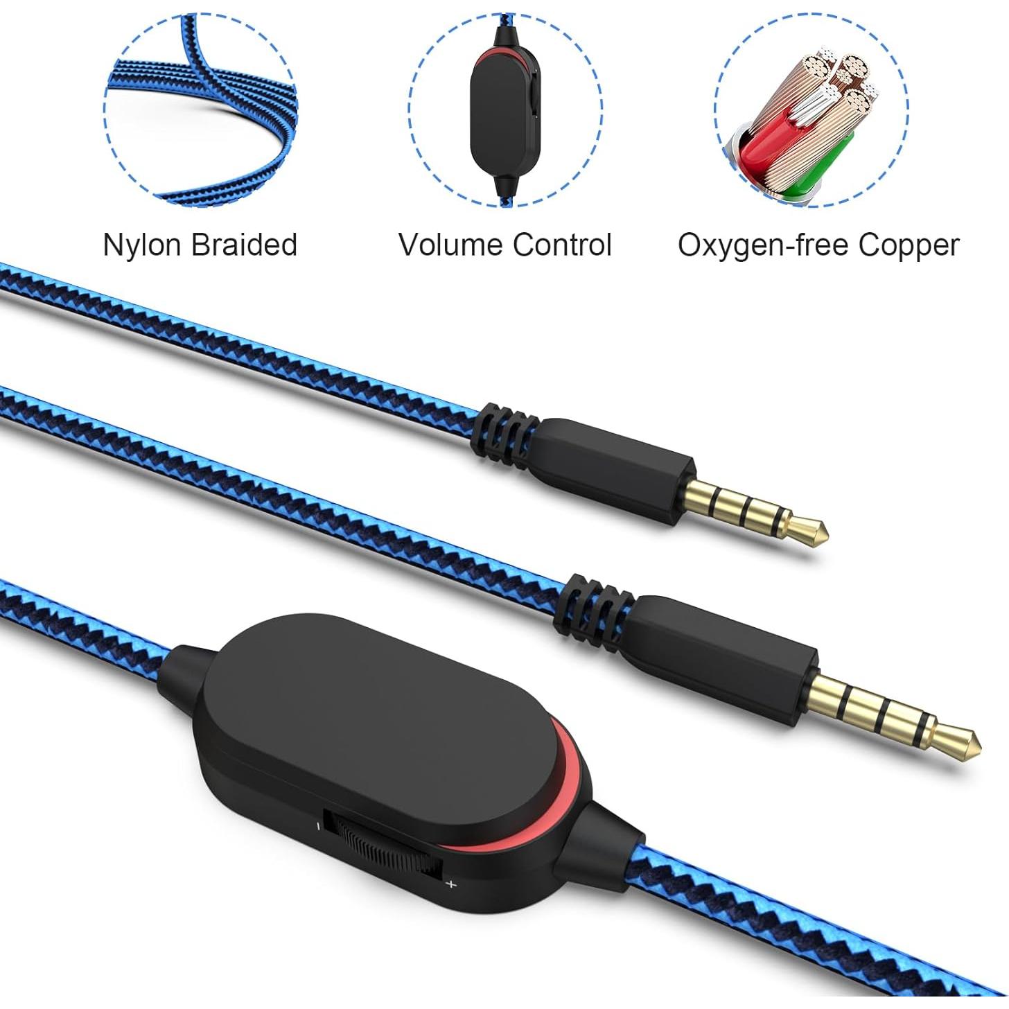 Cable de audio para auriculares Puiixur 2m con control de volumen