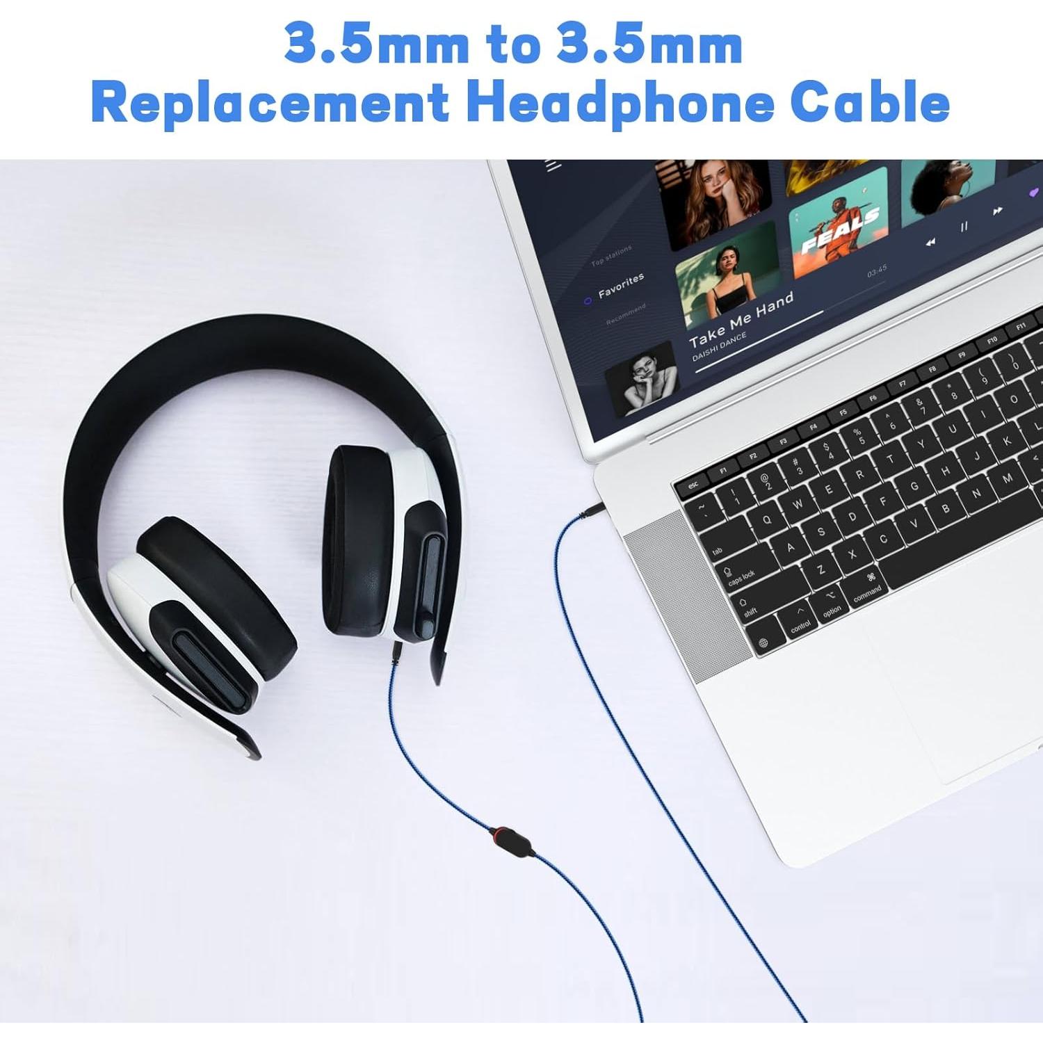 Cable de audio para auriculares Puiixur 2m con control de volumen
