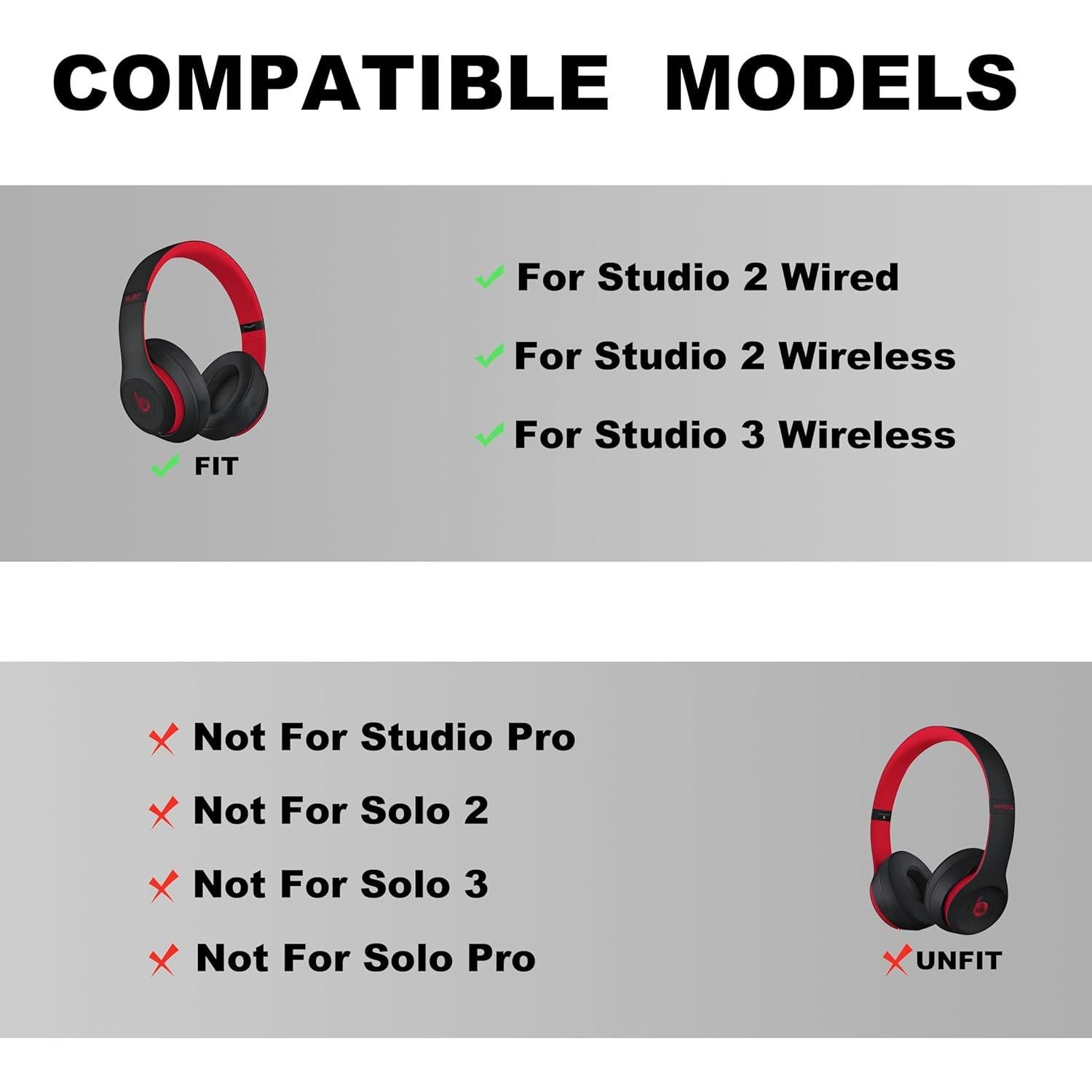 Diadema de Reemplazo ZORIVASTRA para Beats Studio 2/3 - Negro Rojo