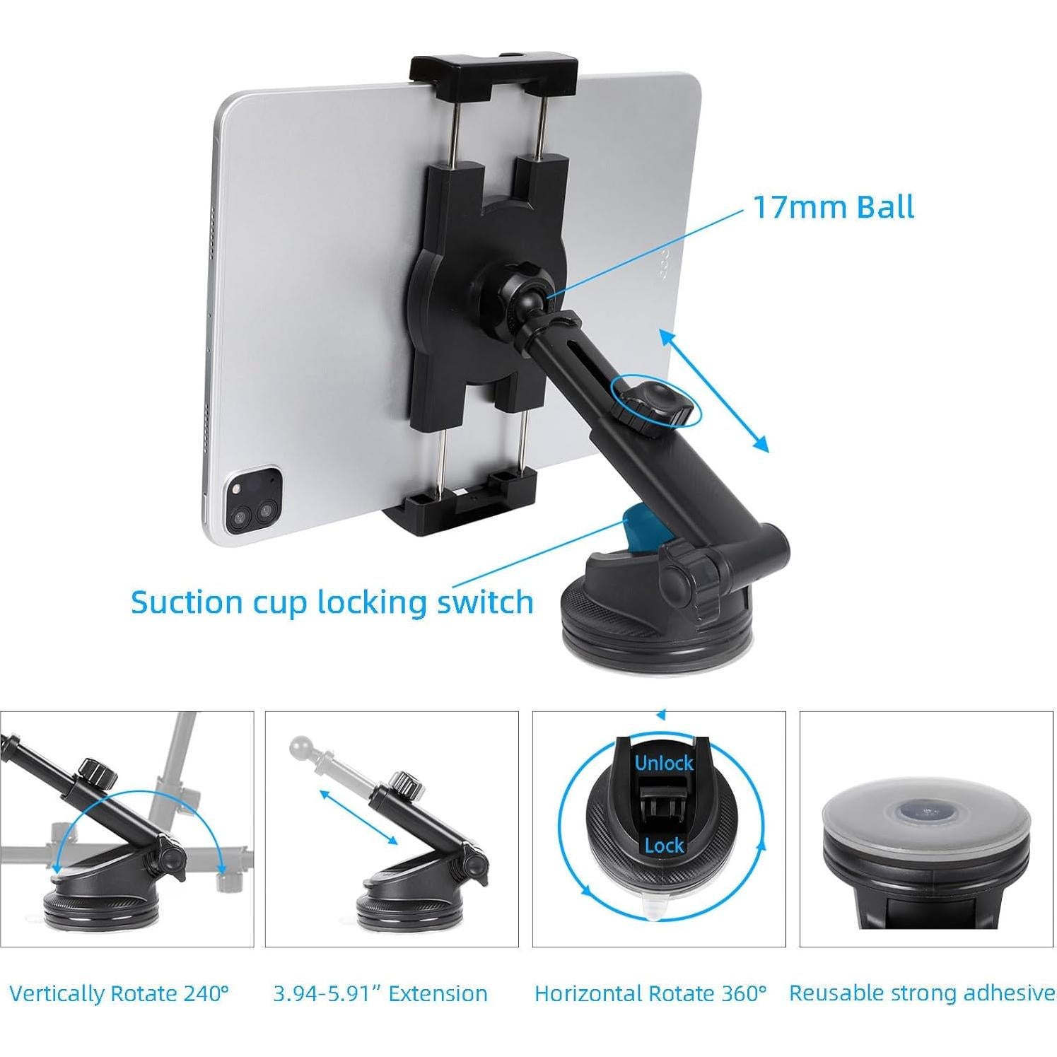 Soporte Universal para Tableta de Coche Xik TS-17 - Montaje 2-en-1