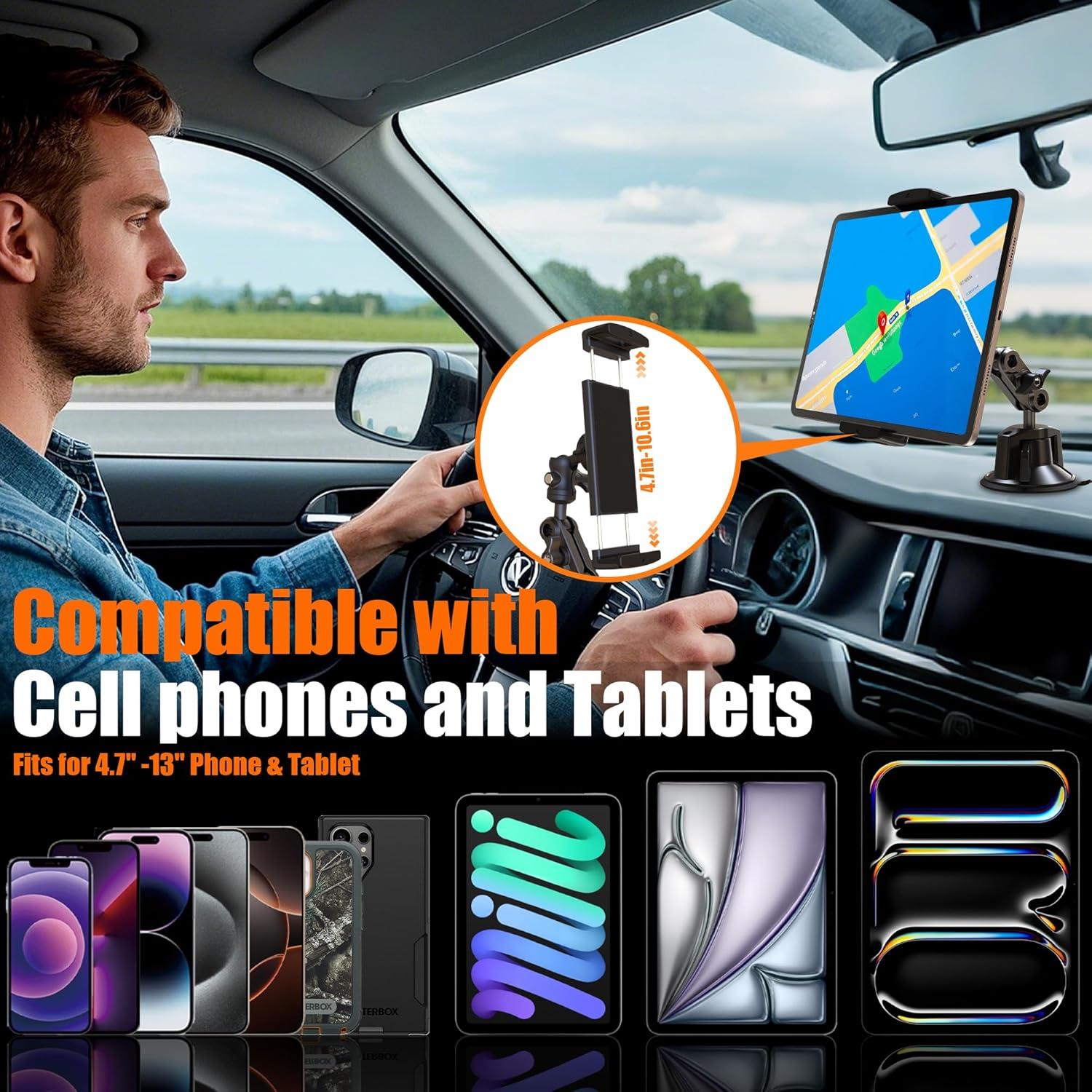 Soporte para Tablet VasSmtCPH 360° Ventosa para Coche 4.7-12.9"