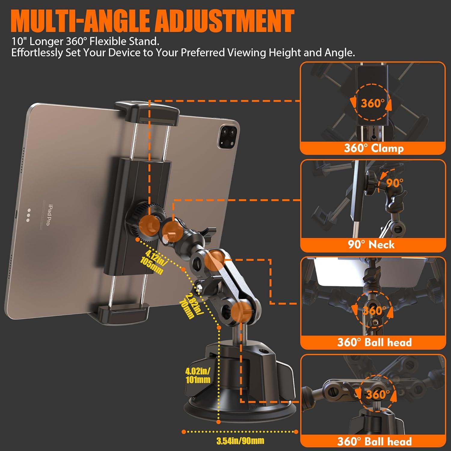 Soporte para Tablet VasSmtCPH 360° Ventosa para Coche 4.7-12.9"