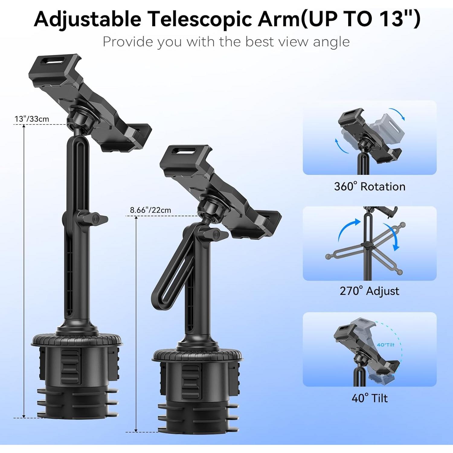 Soporte de Tableta KDD para Coche Ajustable 4.7-12.9"