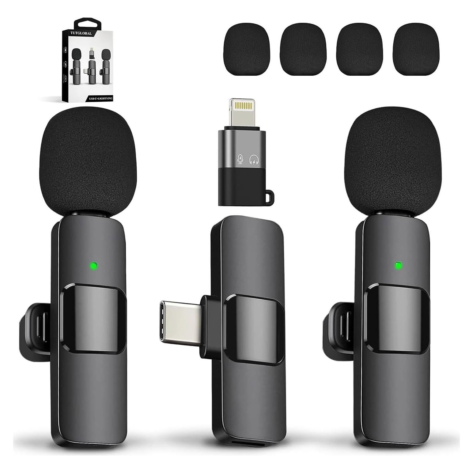 Micrófono Inalámbrico Lavalier TUTGLOBAL K9 para iPhone y Android