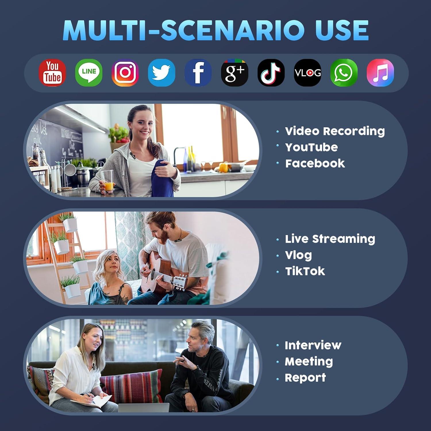 Micrófono Inalámbrico Lavalier TUTGLOBAL K9 para iPhone y Android