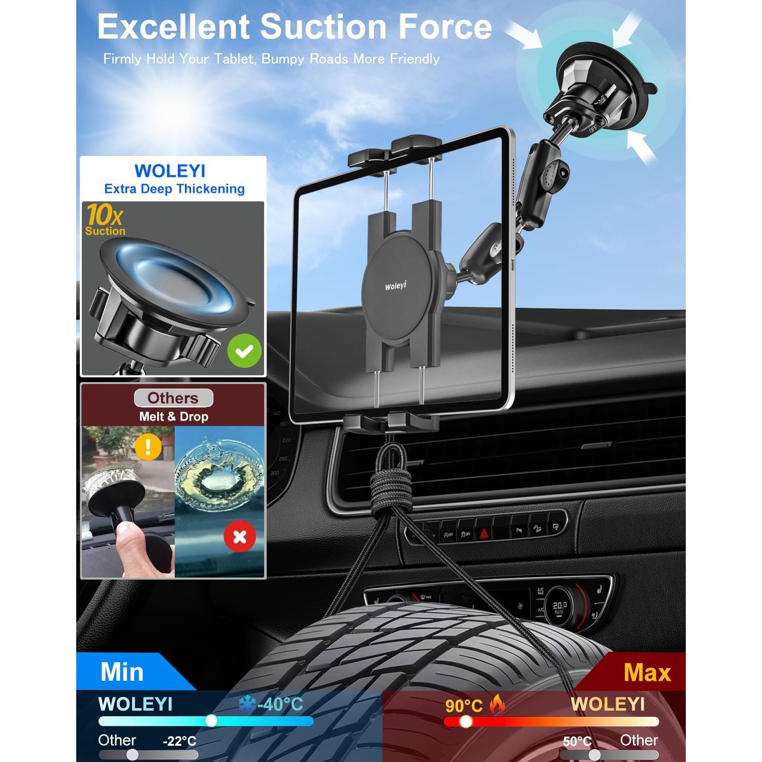 Soporte de Metal Woleyi para Tabletas 4.7-13" con Ventosa