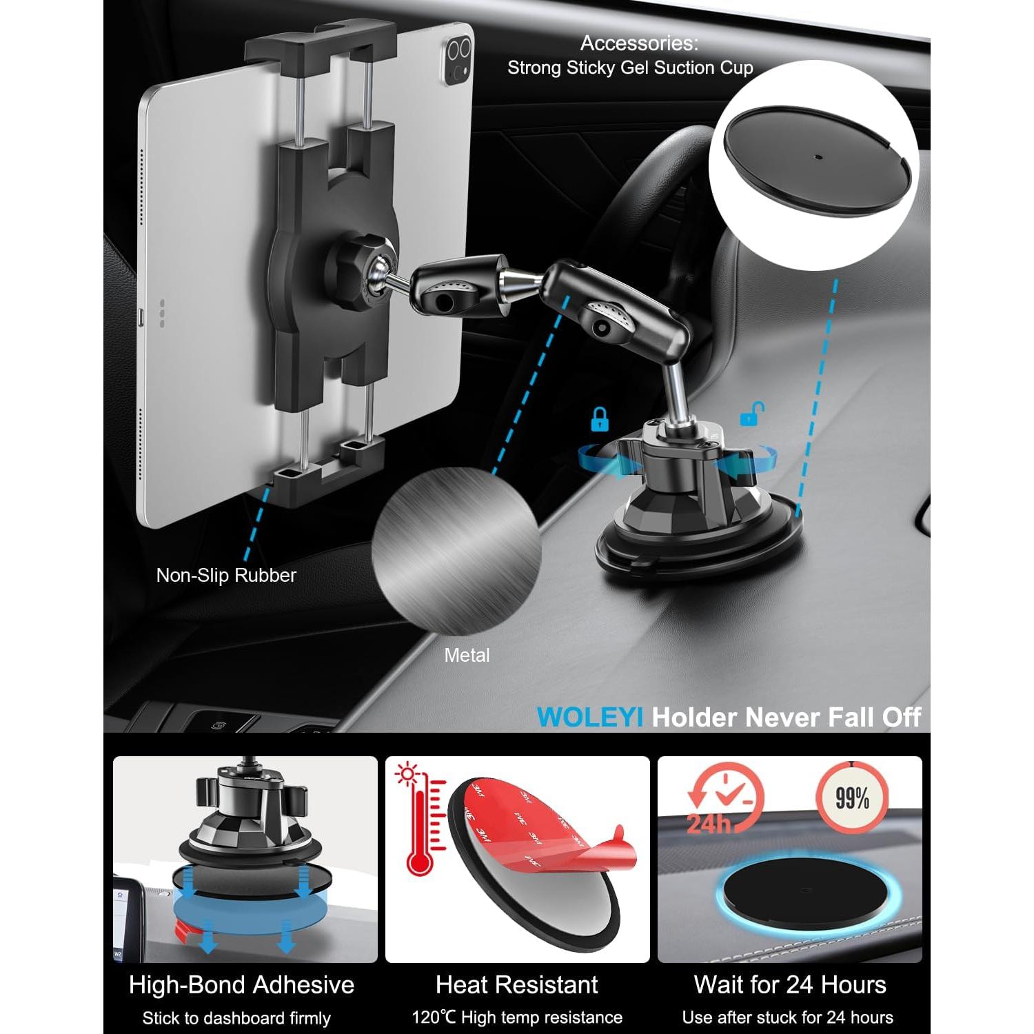 Soporte de Metal Woleyi para Tabletas 4.7-13" con Ventosa