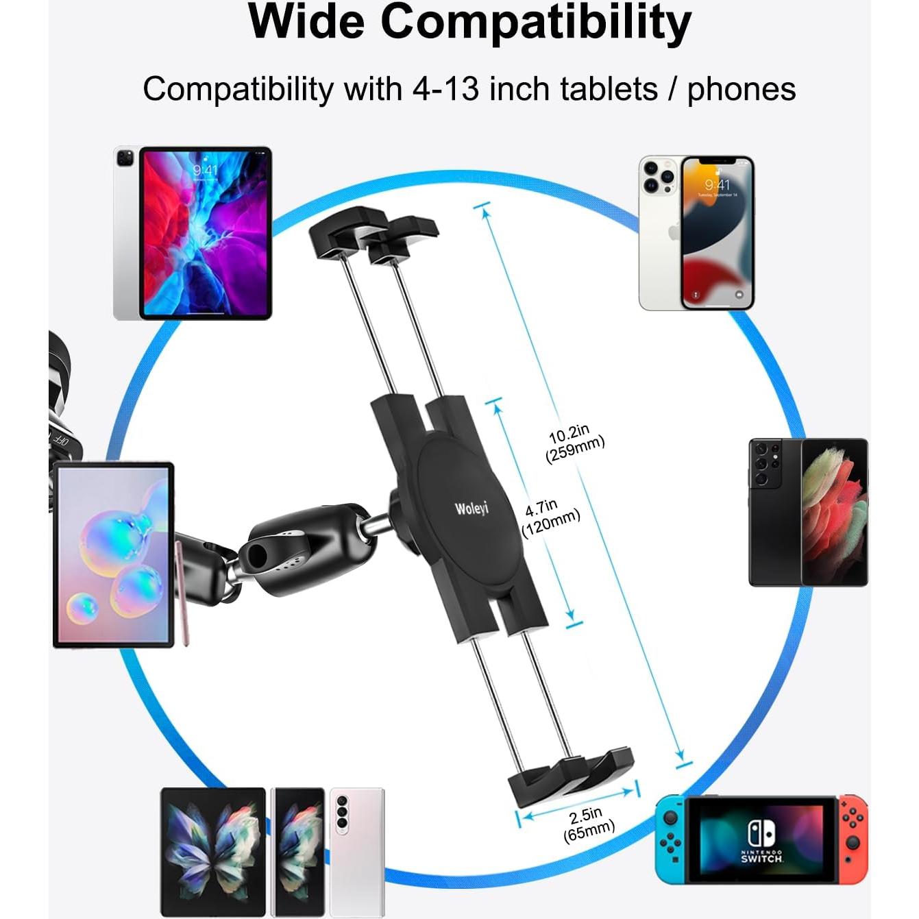 Soporte de Metal Woleyi para Tabletas 4.7-13" con Ventosa