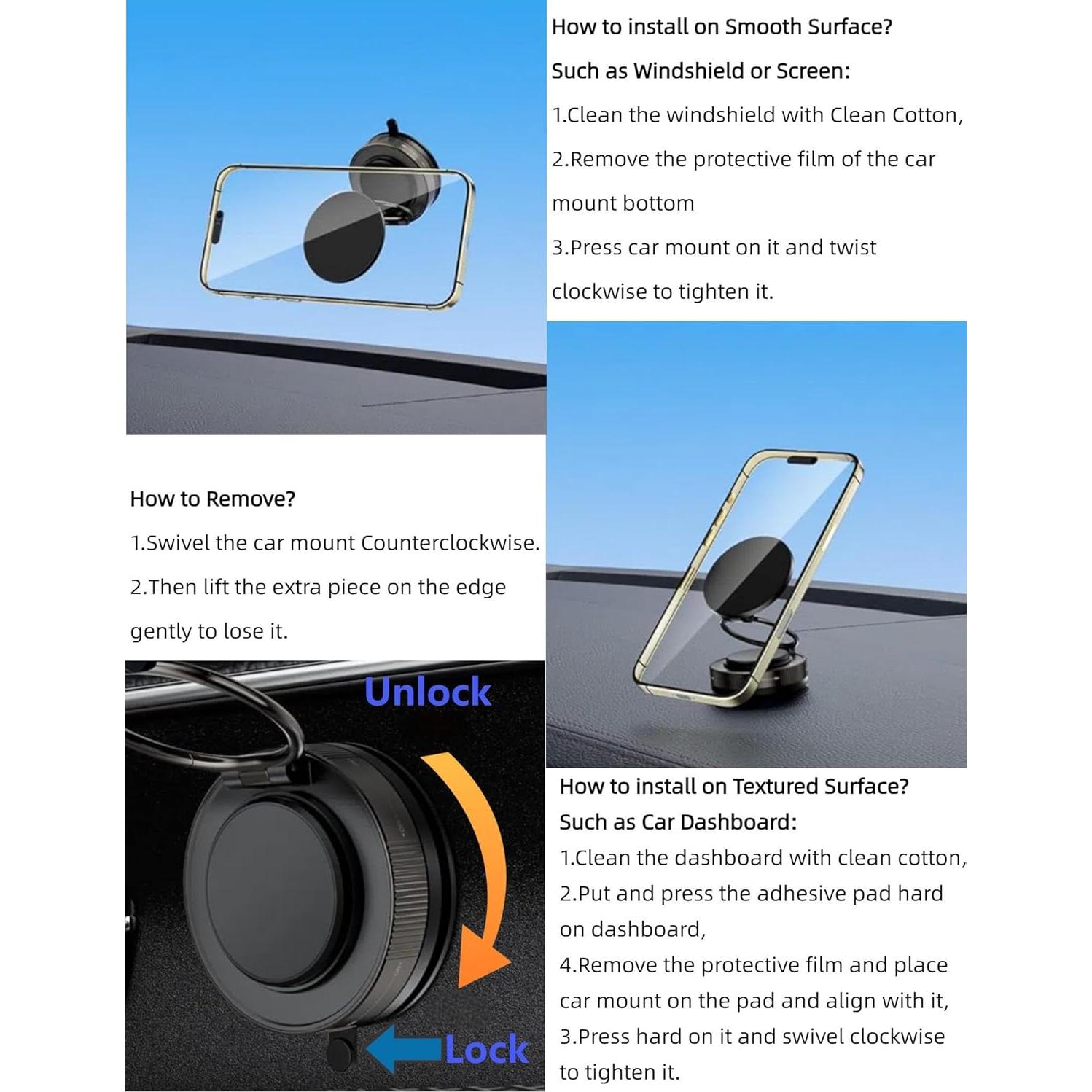 Soporte de Coche TOPAUX MagSafe 360° Ajustable para iPhone