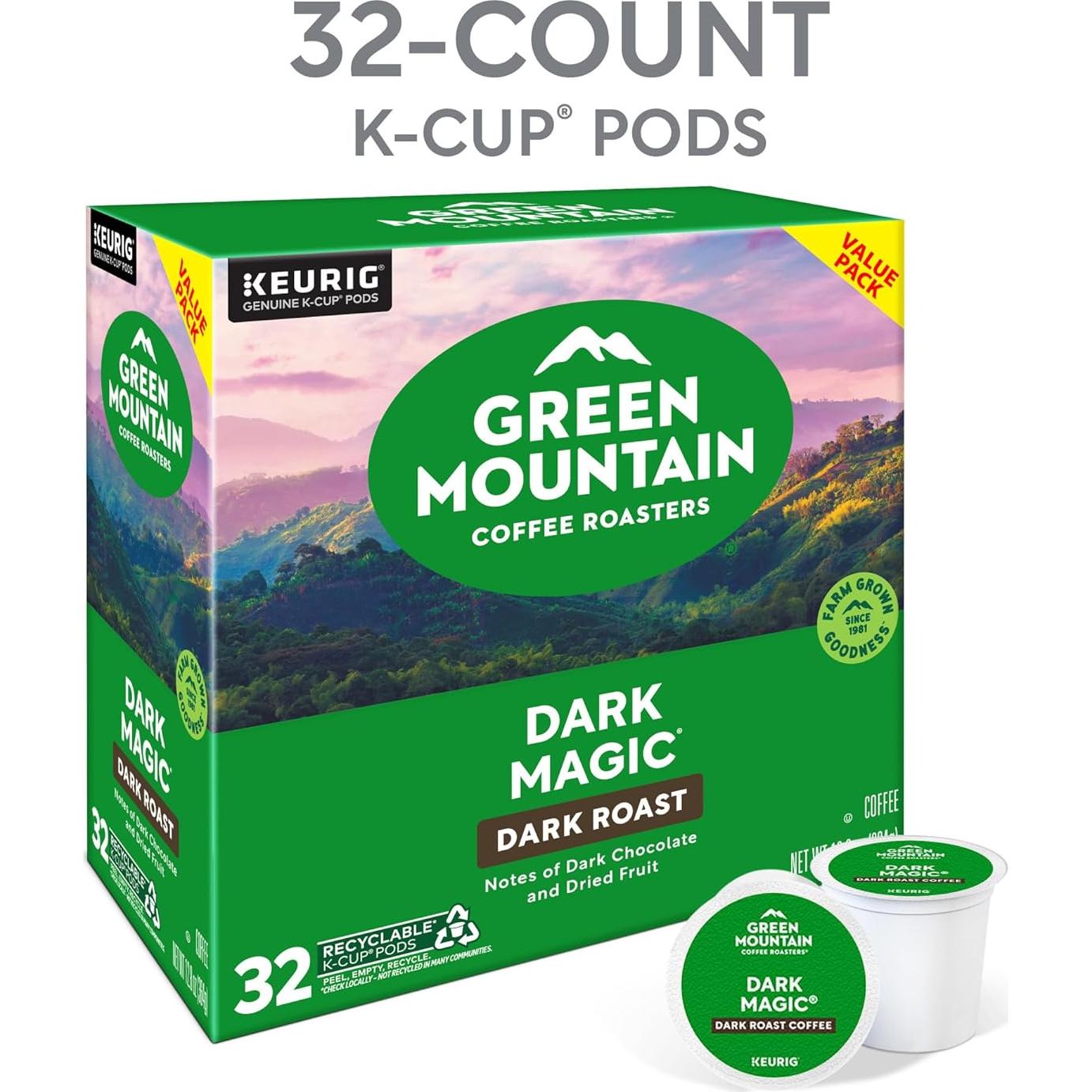 Cápsulas K-Cup Green Mountain Dark Magic 32 unidades café oscuro