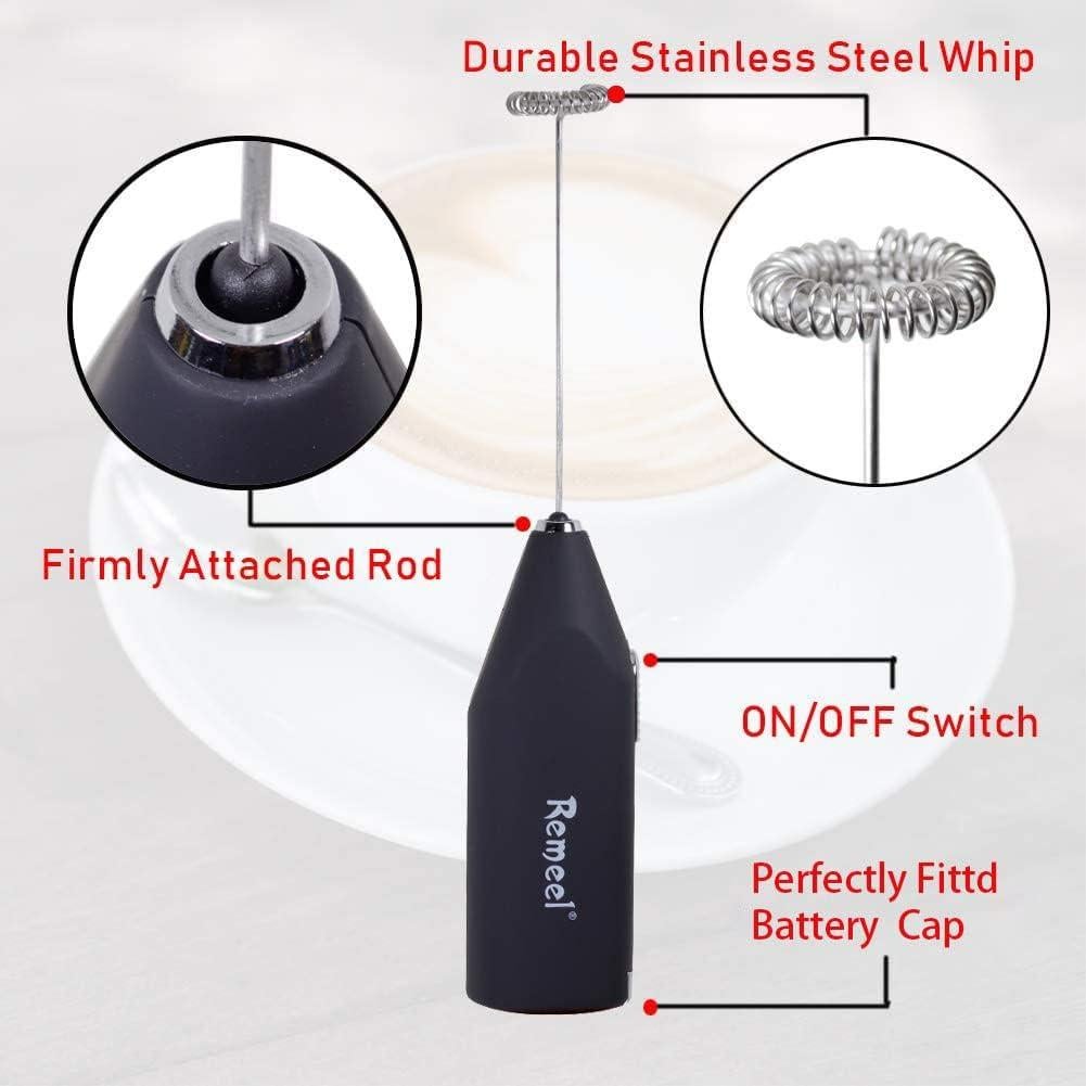 Espumador de Leche Remeel Portátil Acero Inoxidable Negro