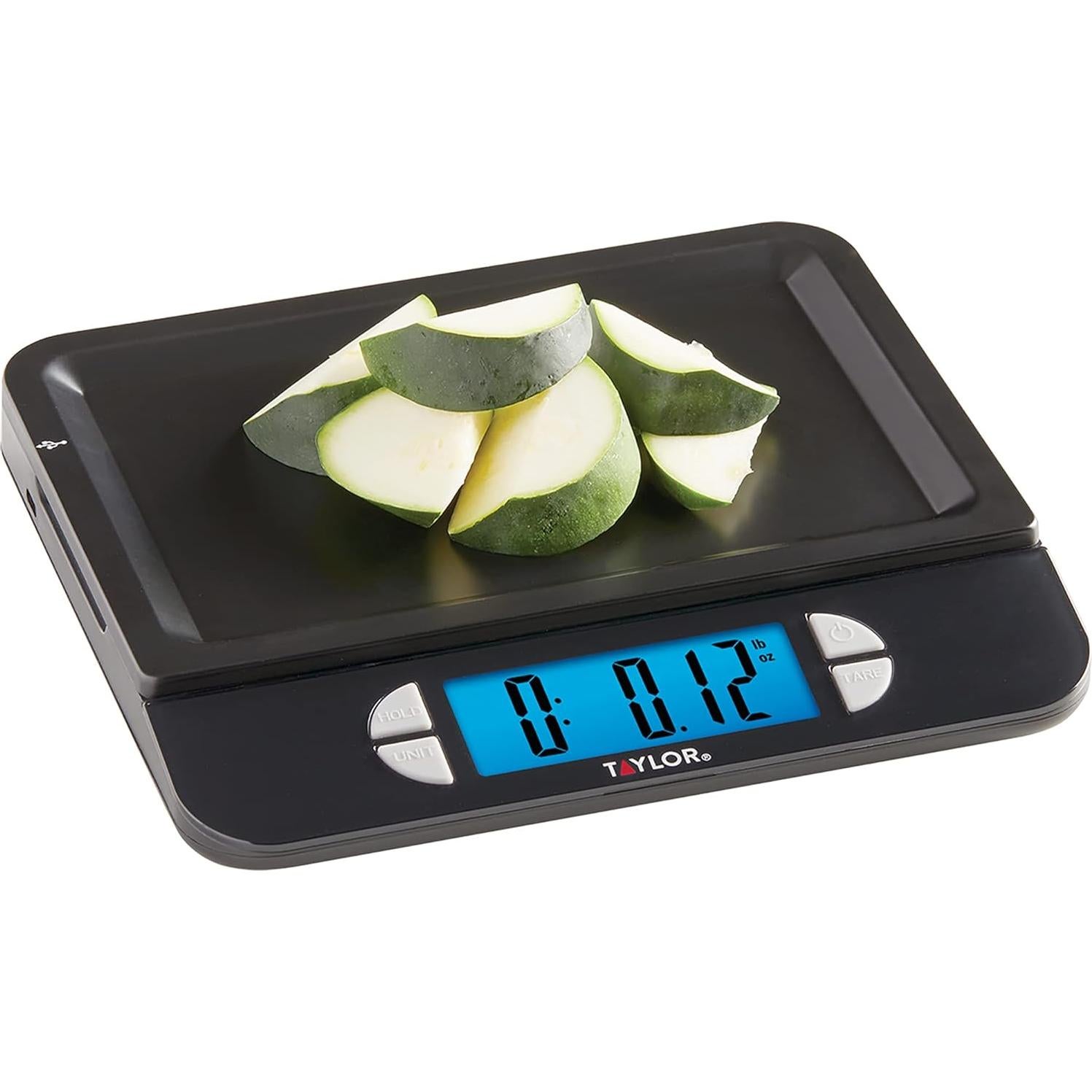 Báscula Digital de Cocina Taylor 11 lb Recargable USB Acero