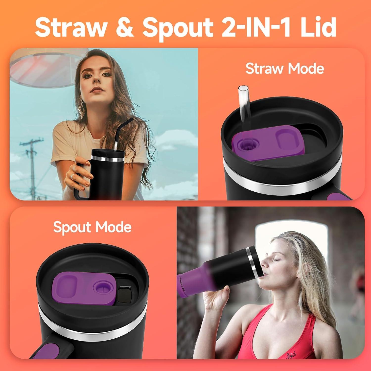 Taza de viaje 40oz GAZLEMHO acero inoxidable a prueba de derrames