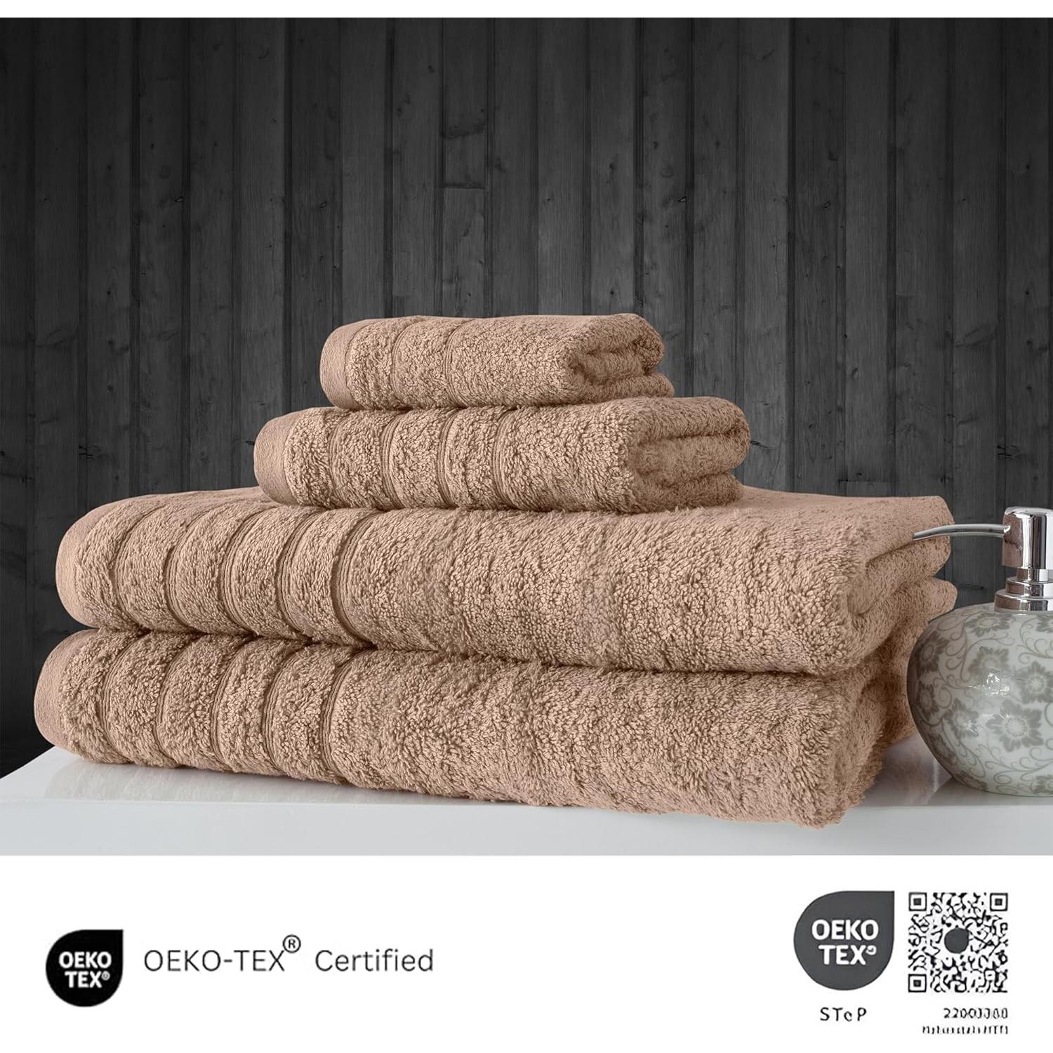 Juego de Toallas de Lujo 4 Piezas Toallas Más Allá Algodón Turco Beige