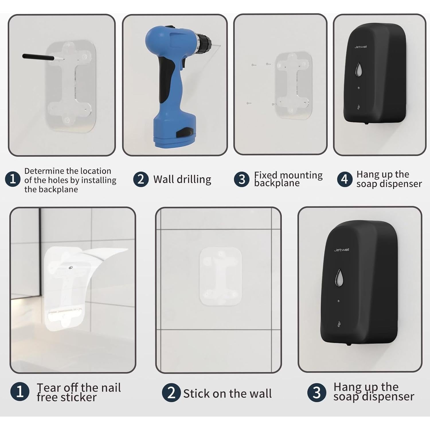 Dispensador de Jabón Automático JETWELL 1000ml Acero Inoxidable