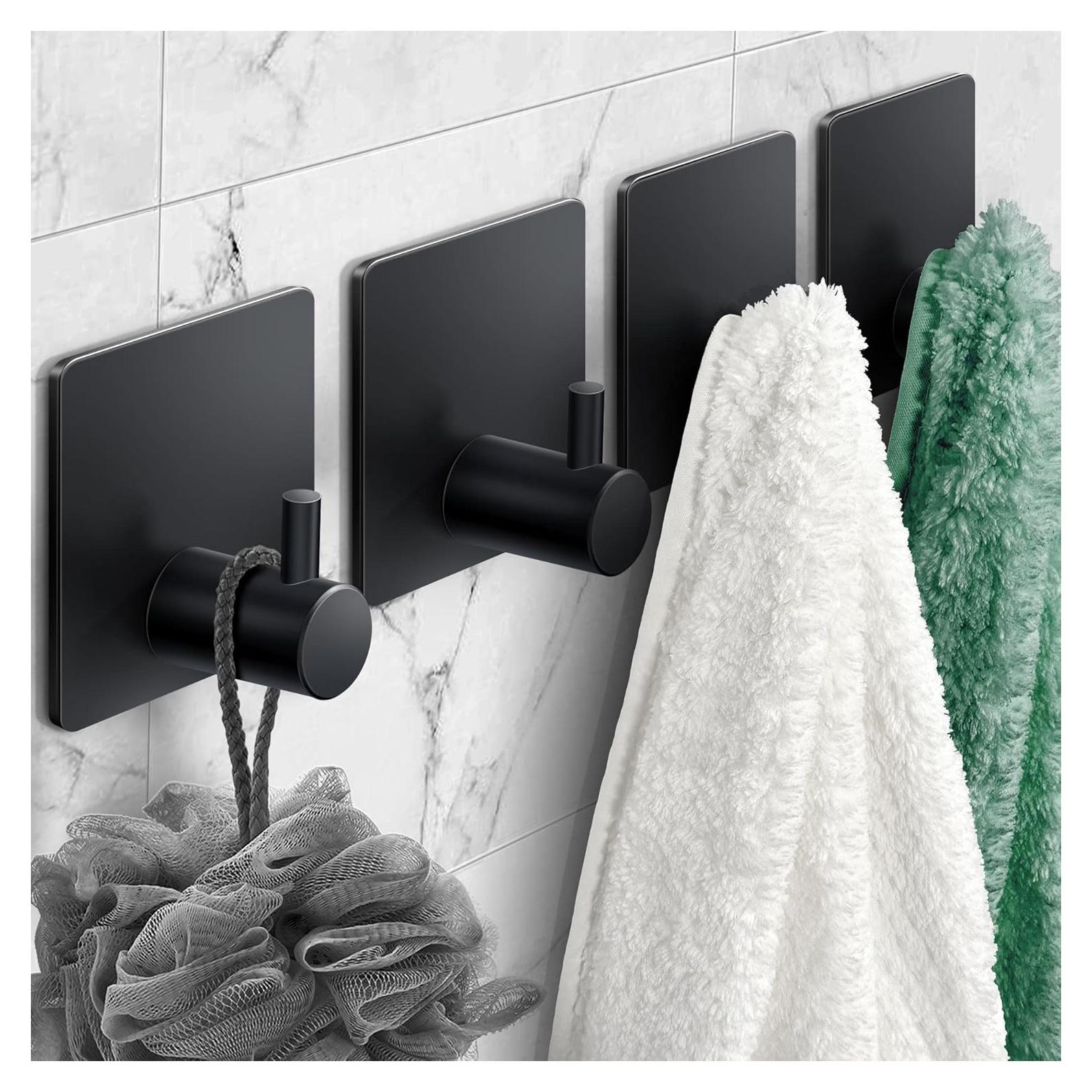 Ganchos Adhesivos para Toallas XdgeLoad Negro Mate 4 Pzs