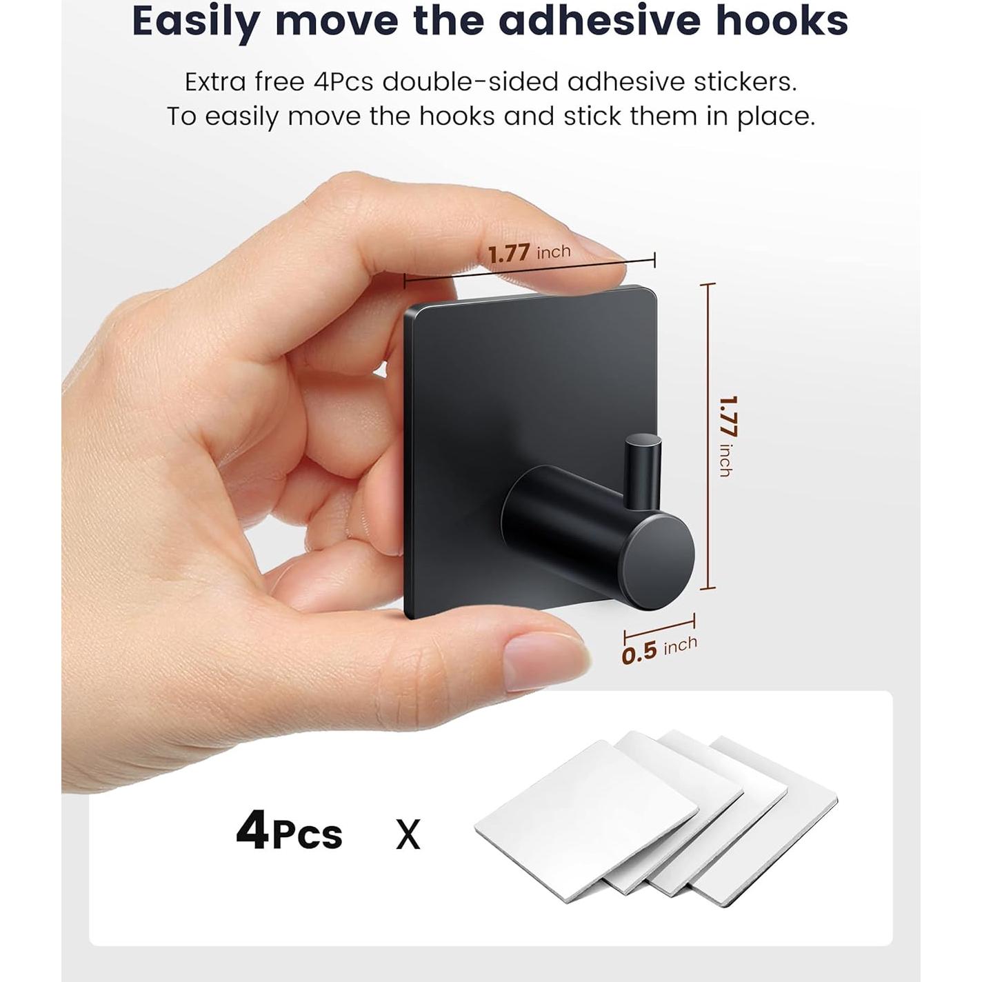 Ganchos Adhesivos para Toallas XdgeLoad Negro Mate 4 Pzs