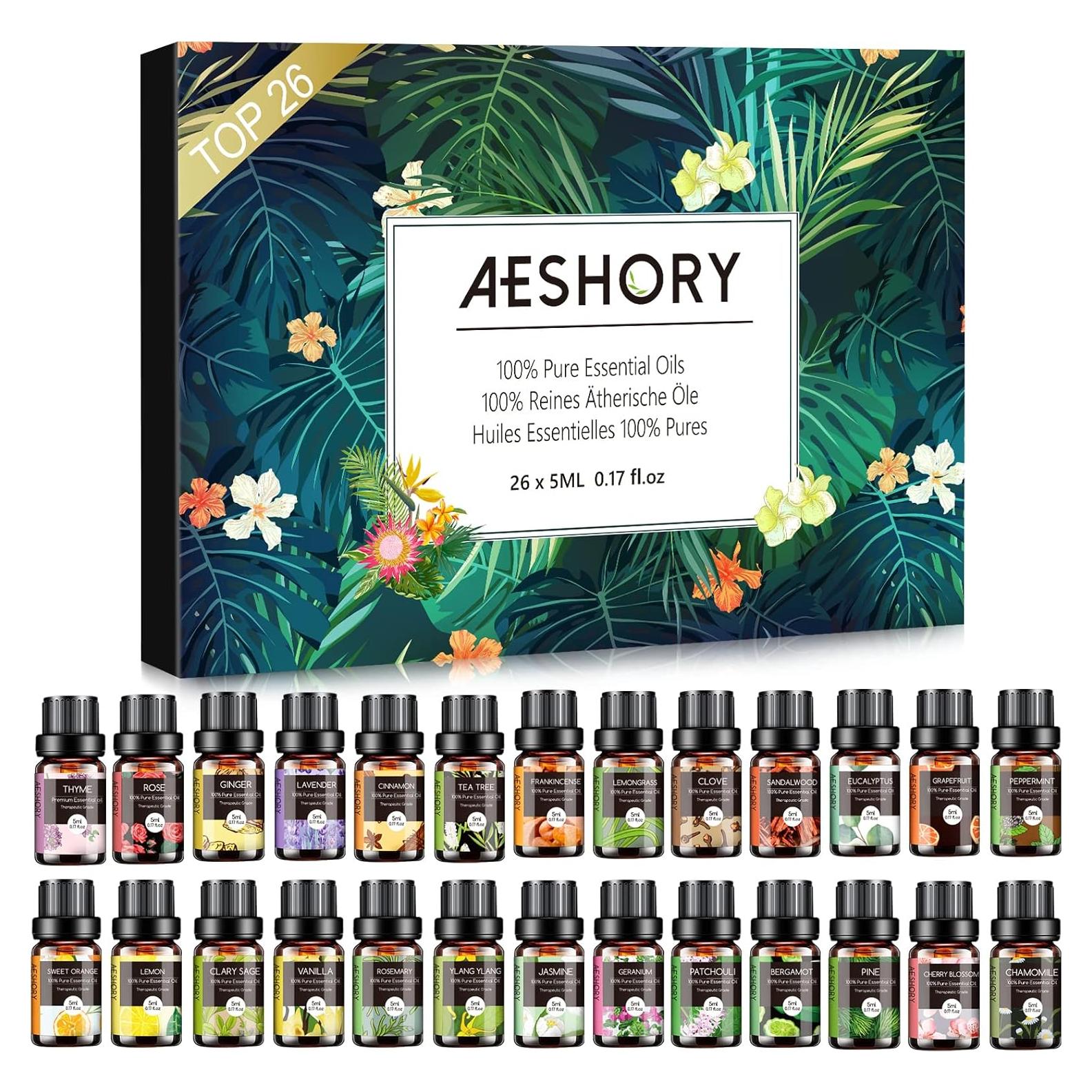 Juego de Aceites Esenciales Aeshory 26x5ml Aromaterapia