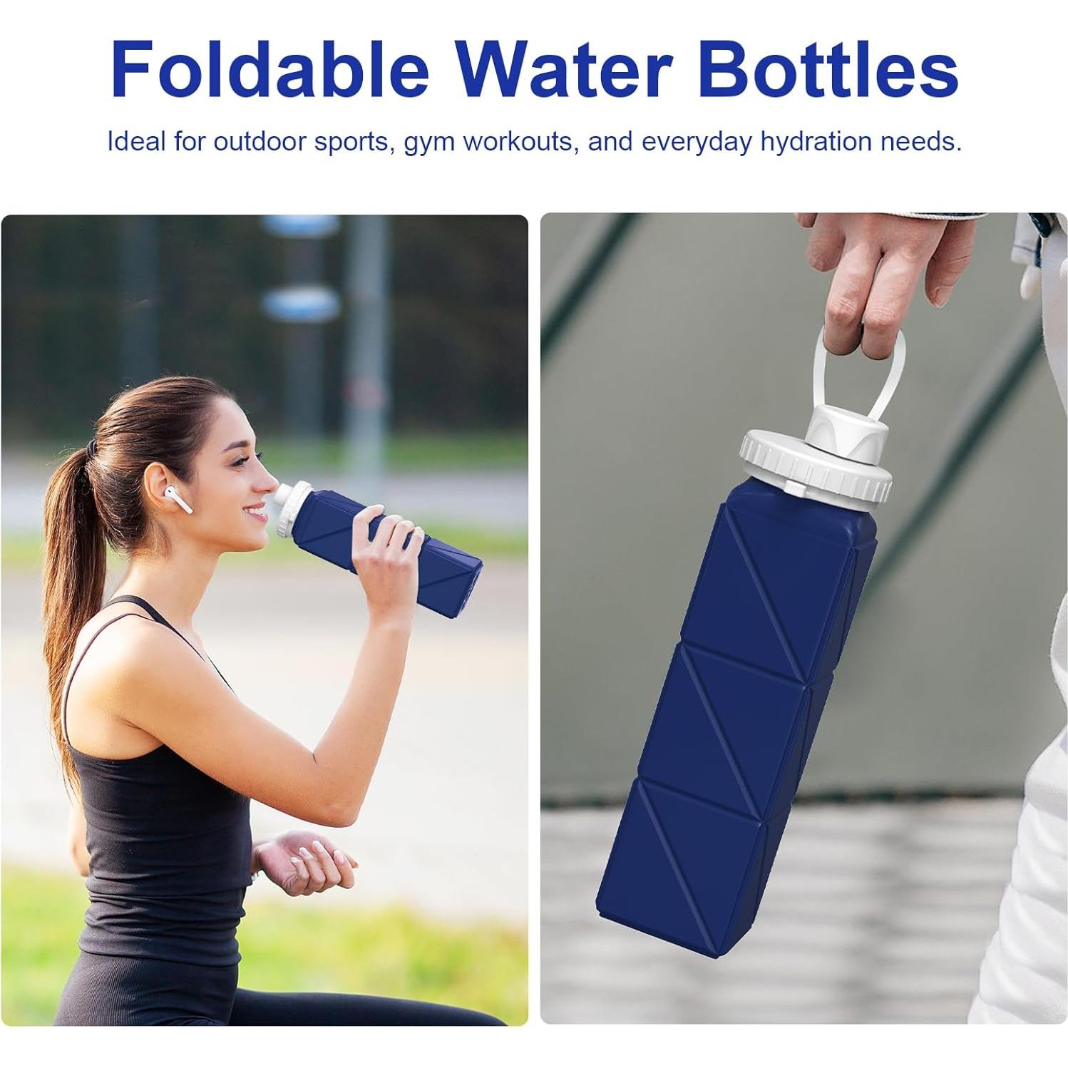 Botella de Agua Plegable Popdigito 610ml Silicona a Prueba de Fugas