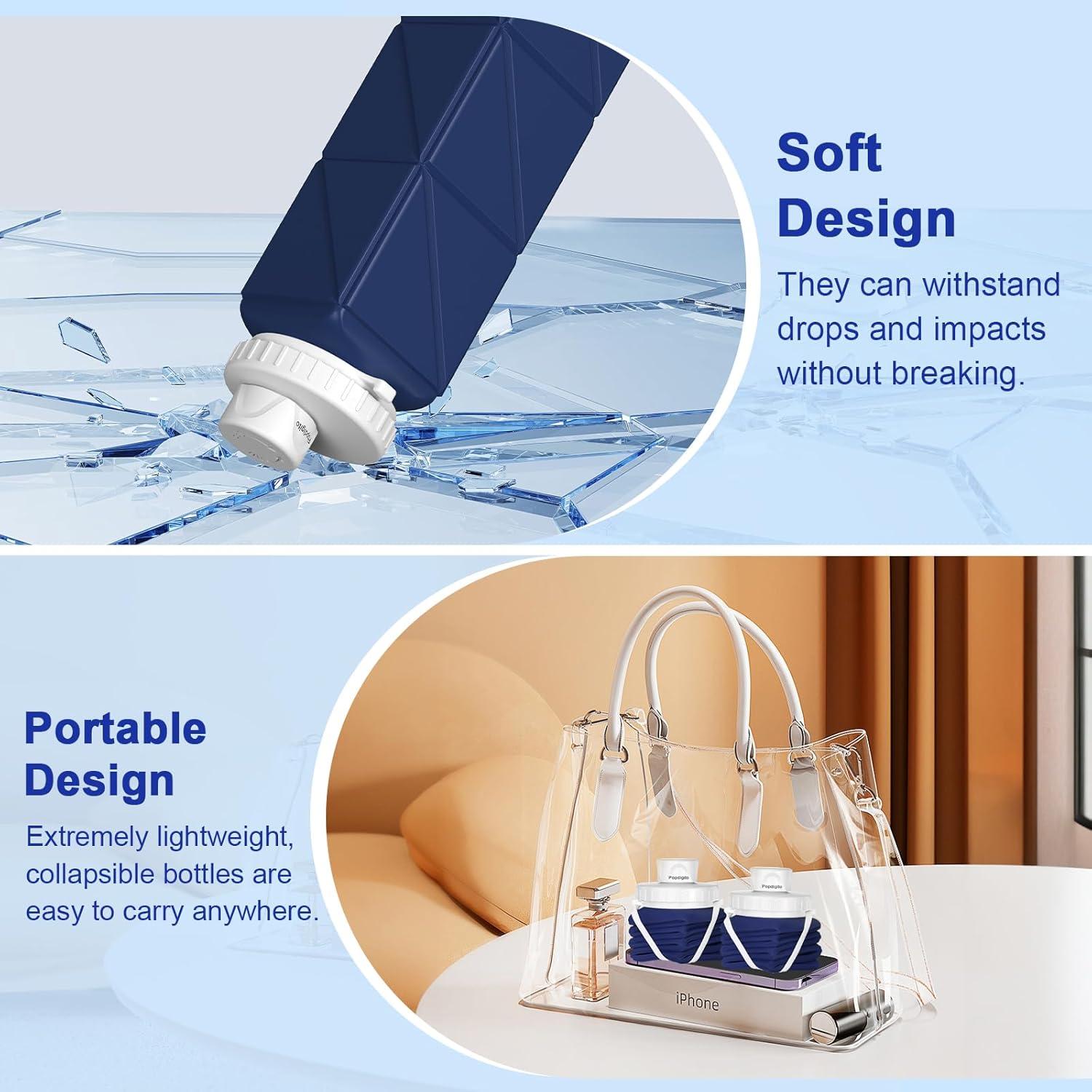 Botella de Agua Plegable Popdigito 610ml Silicona a Prueba de Fugas