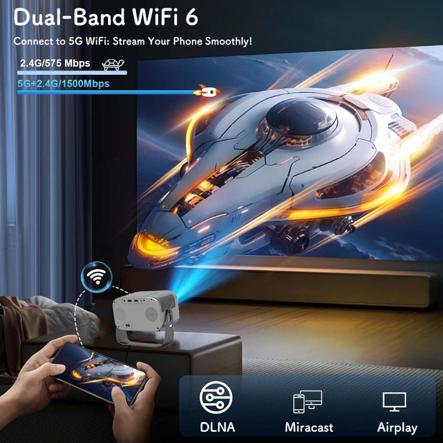 Proyector portátil XBJ K6 Mini 300 ANSI WiFi 6 Bluetooth 4K