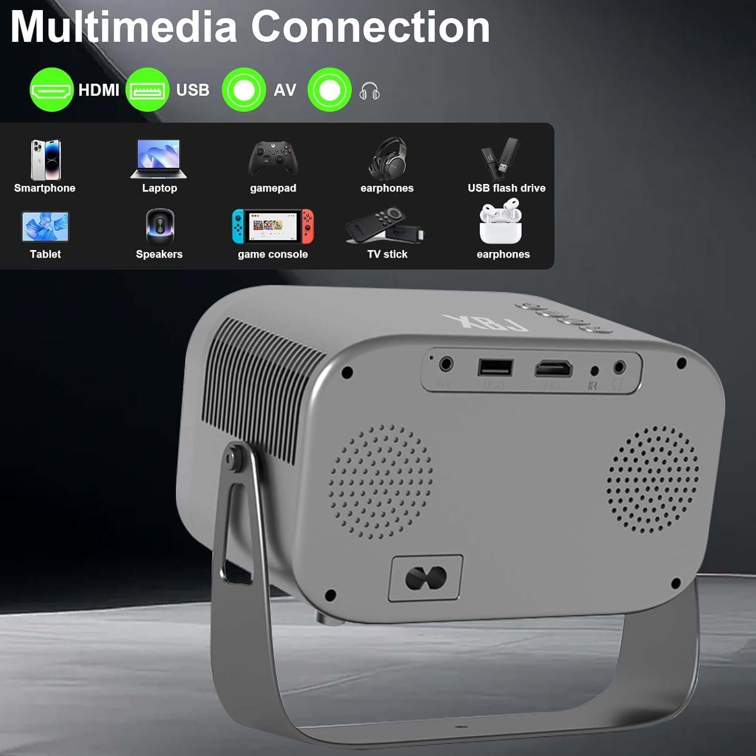 Proyector portátil XBJ K6 Mini 300 ANSI WiFi 6 Bluetooth 4K