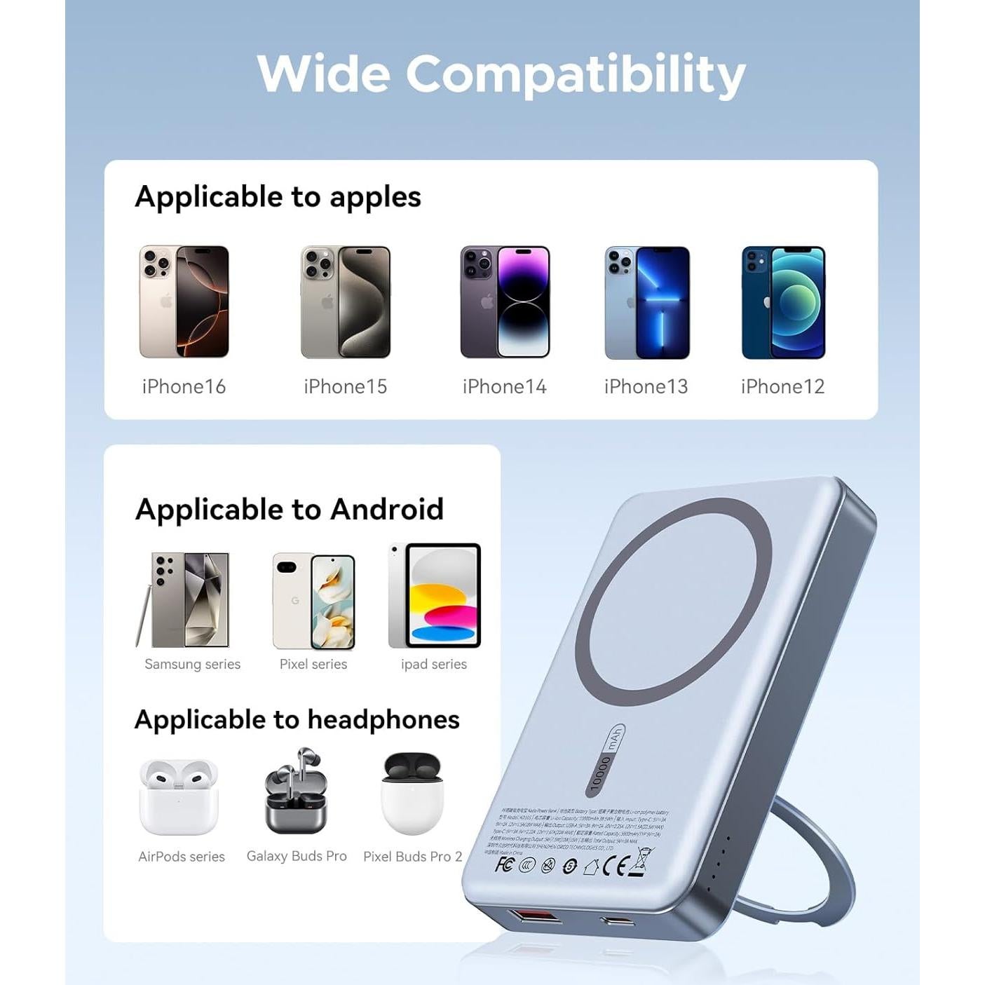 Cargador Portátil Inalámbrico ORICO KD10S 10000mAh Azul