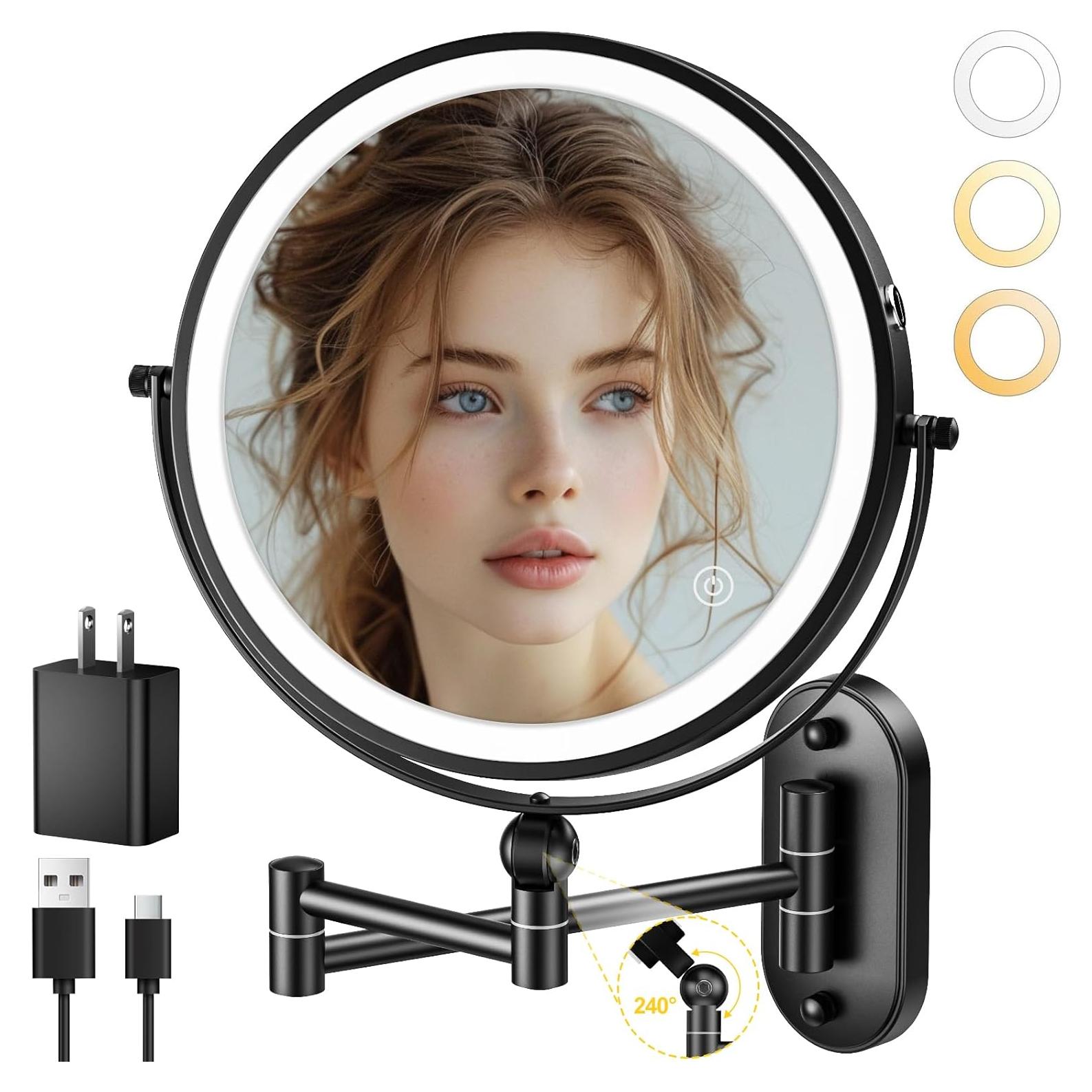 Espejo de Maquillaje Iluminado IMIKONA 22.86 cm 1X/10X Pared