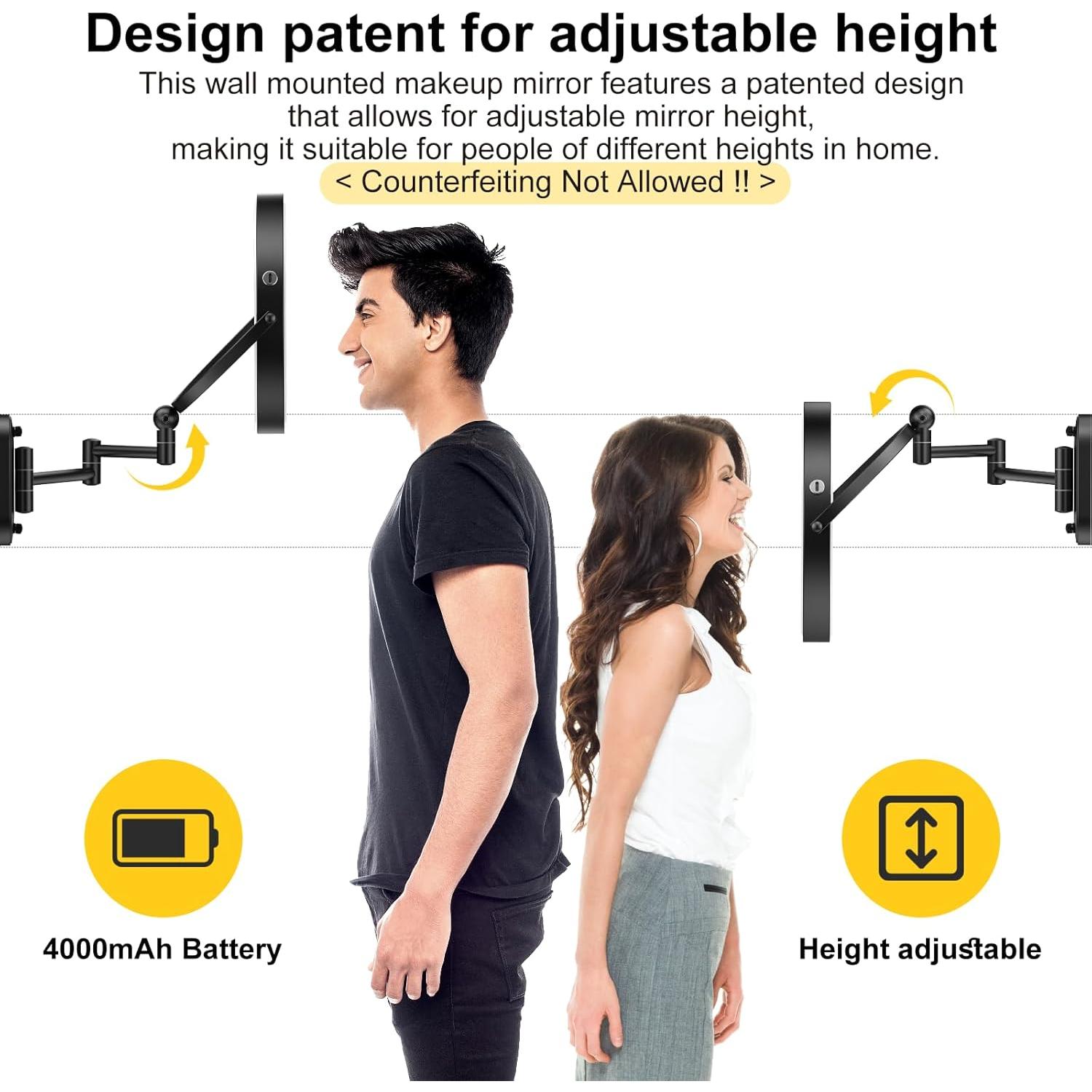 Espejo de Maquillaje Iluminado IMIKONA 22.86 cm 1X/10X Pared