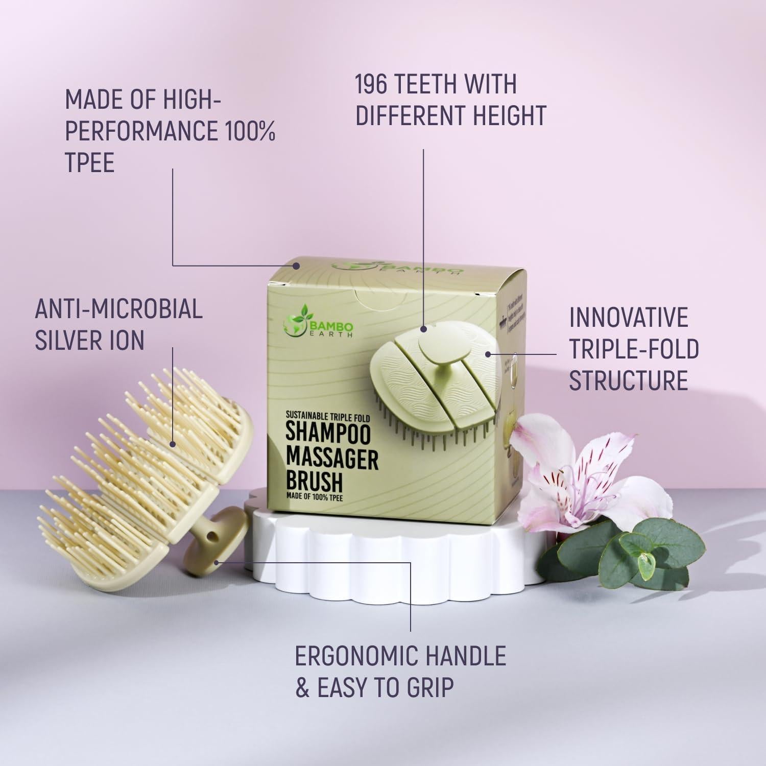 Cepillo Exfoliante para Cuero Cabelludo BAMBOEARTH Verde Grande