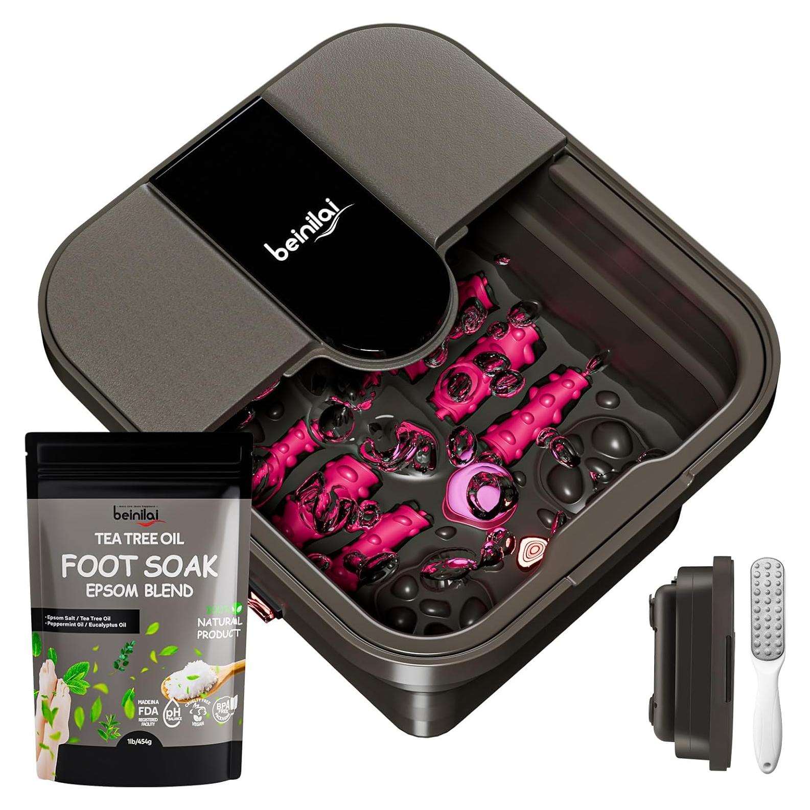 Bañera de pies colapsable Beinilai con calor y masaje