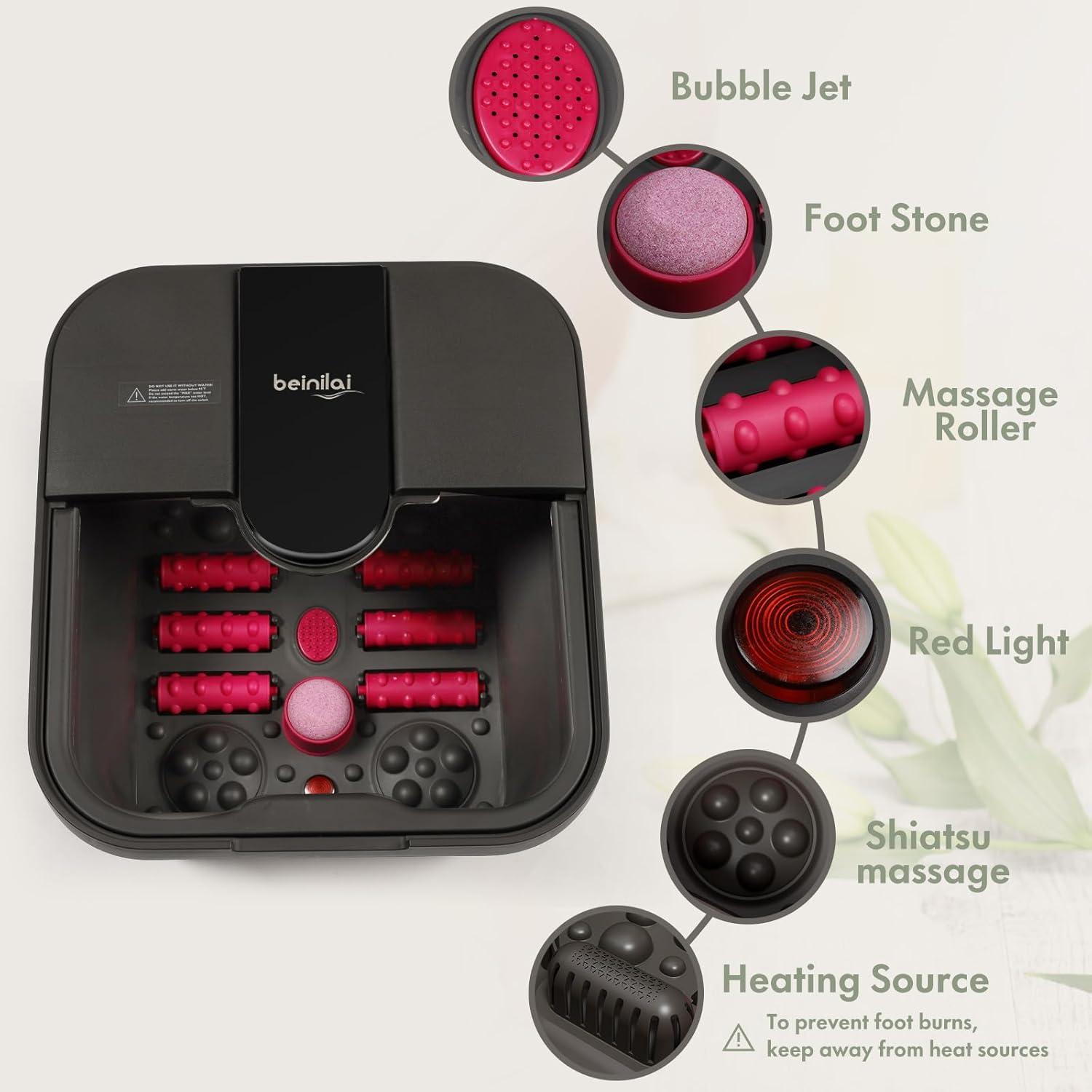Bañera de pies colapsable Beinilai con calor y masaje