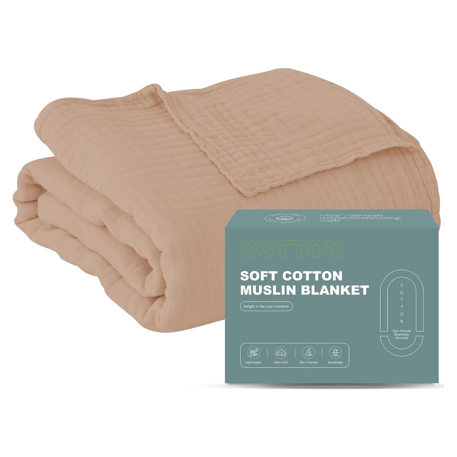 Manta de Muselina 4 Capas Cosy Family 140x203 cm Marrón